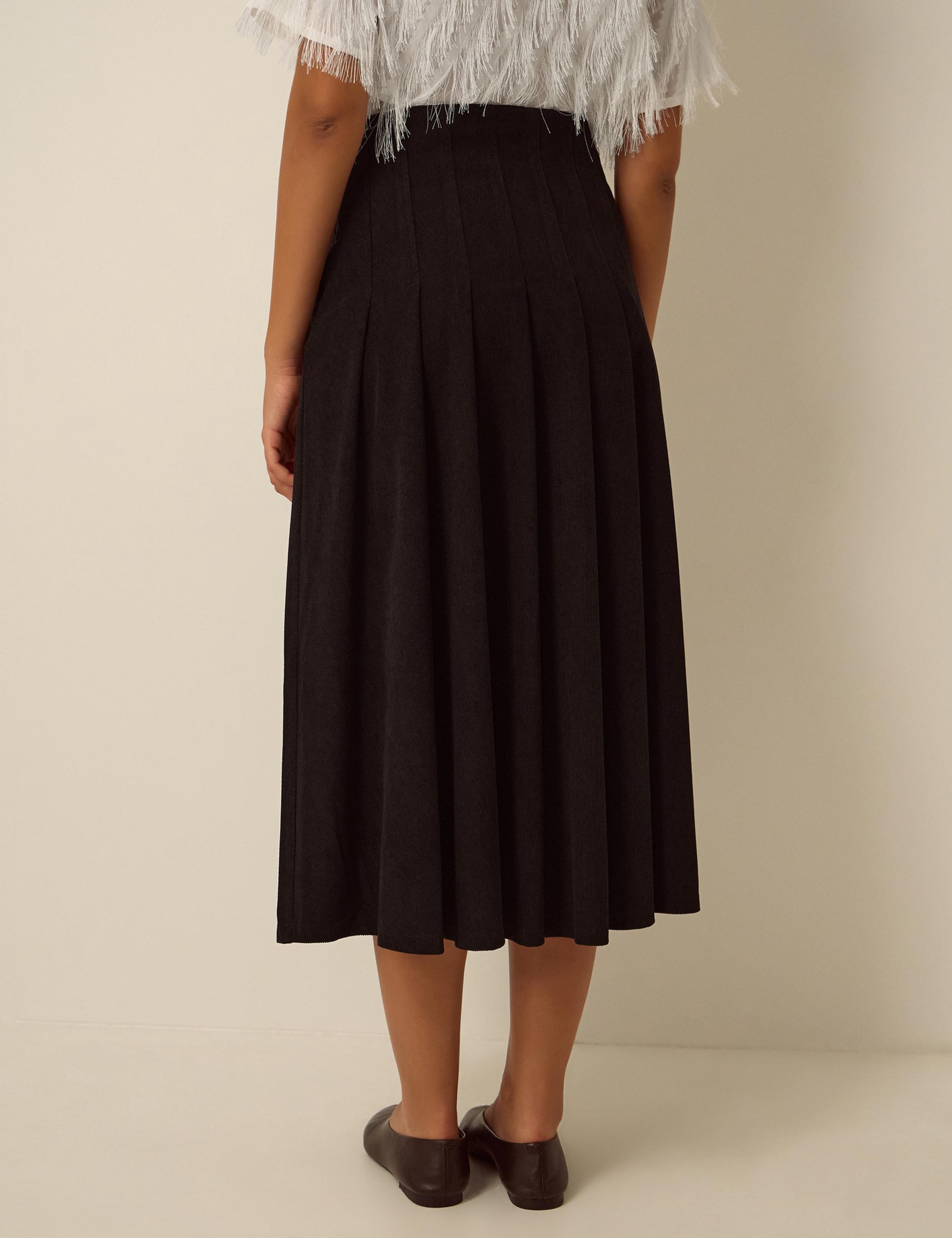 Cord Button Front A Line Midi Skirt 4 of 4