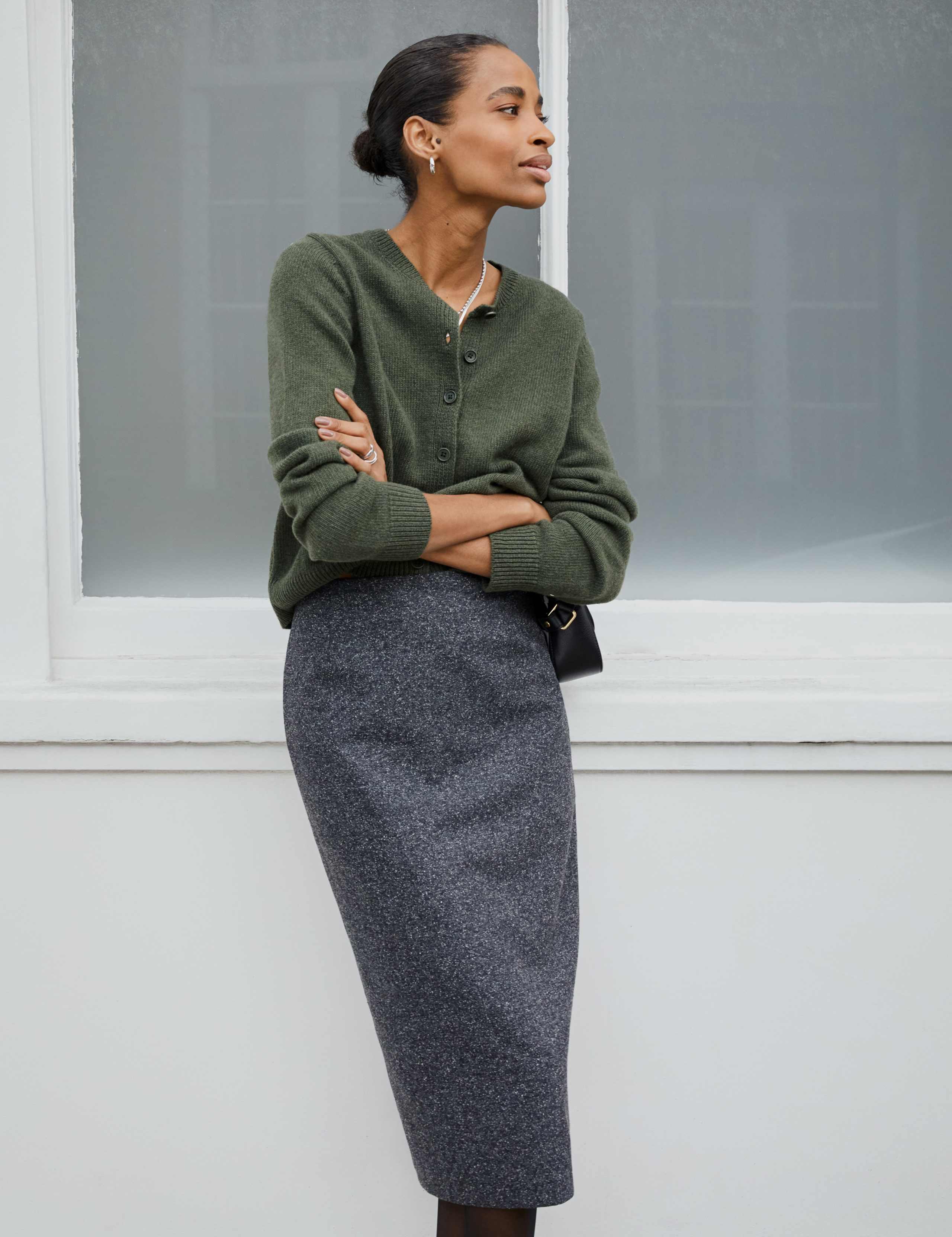 Wool Blend Midi Pencil Skirt 3 of 4