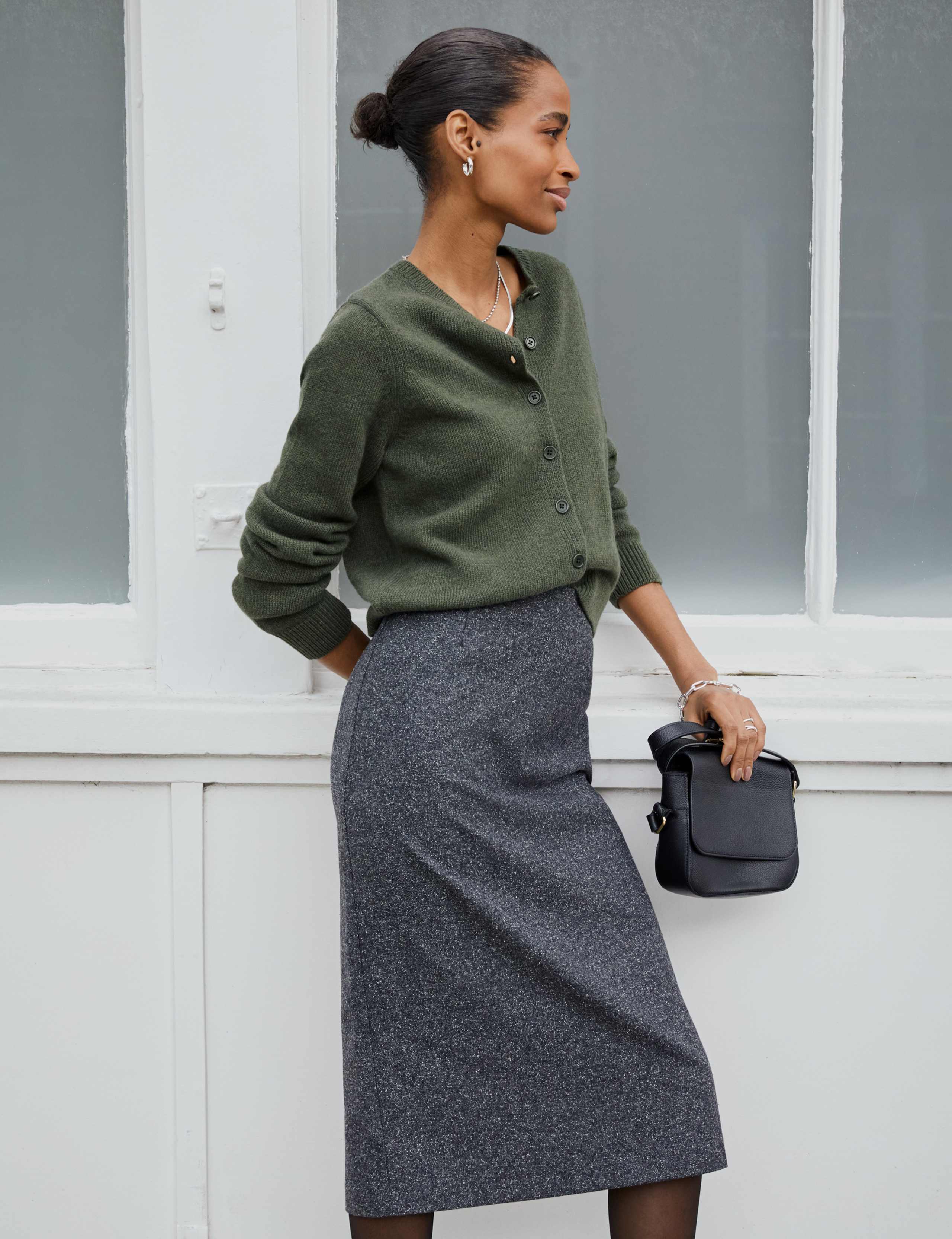 Wool Blend Midi Pencil Skirt 4 of 4