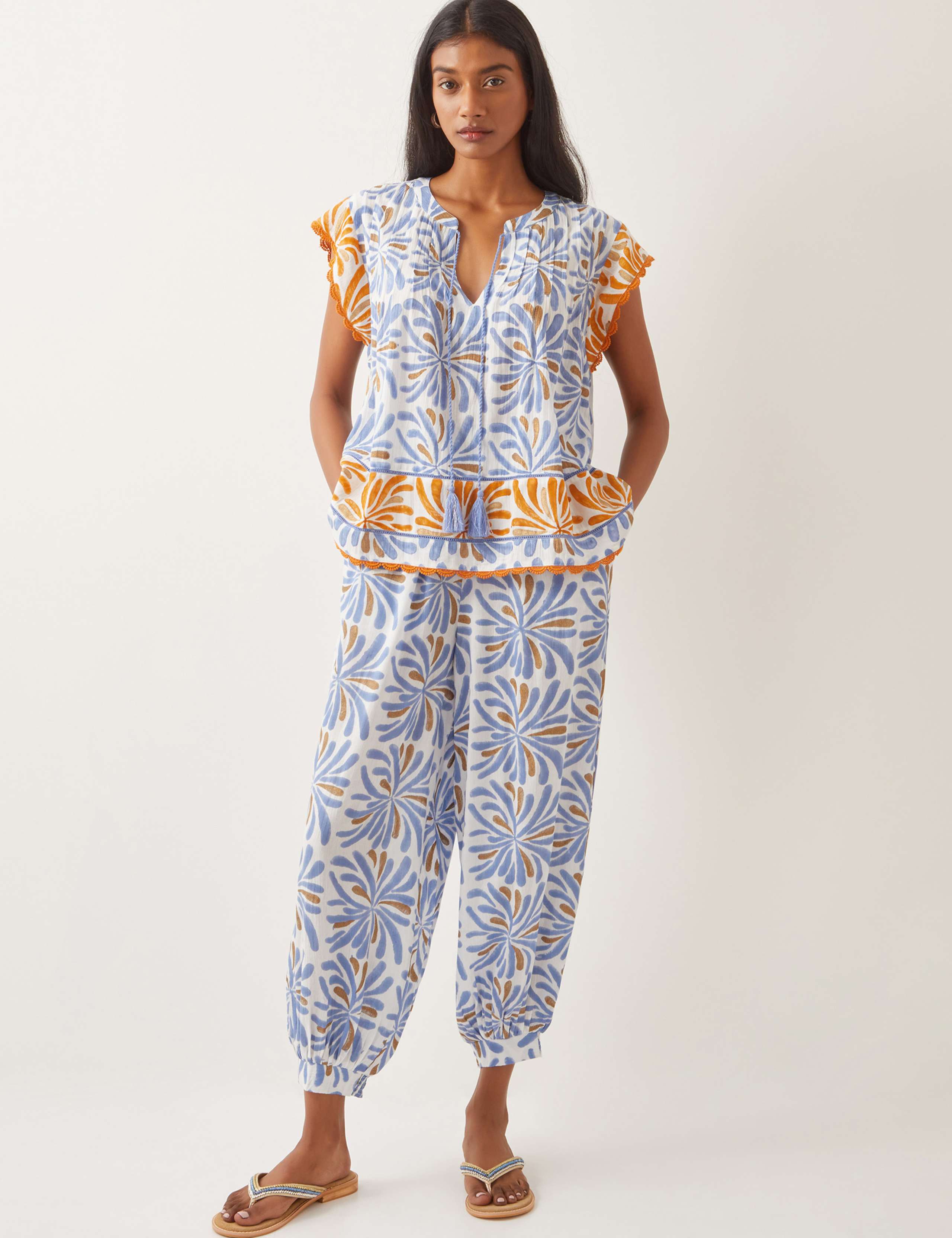 Printed Elasticated Waist Cuffed Trousers 2 of 5