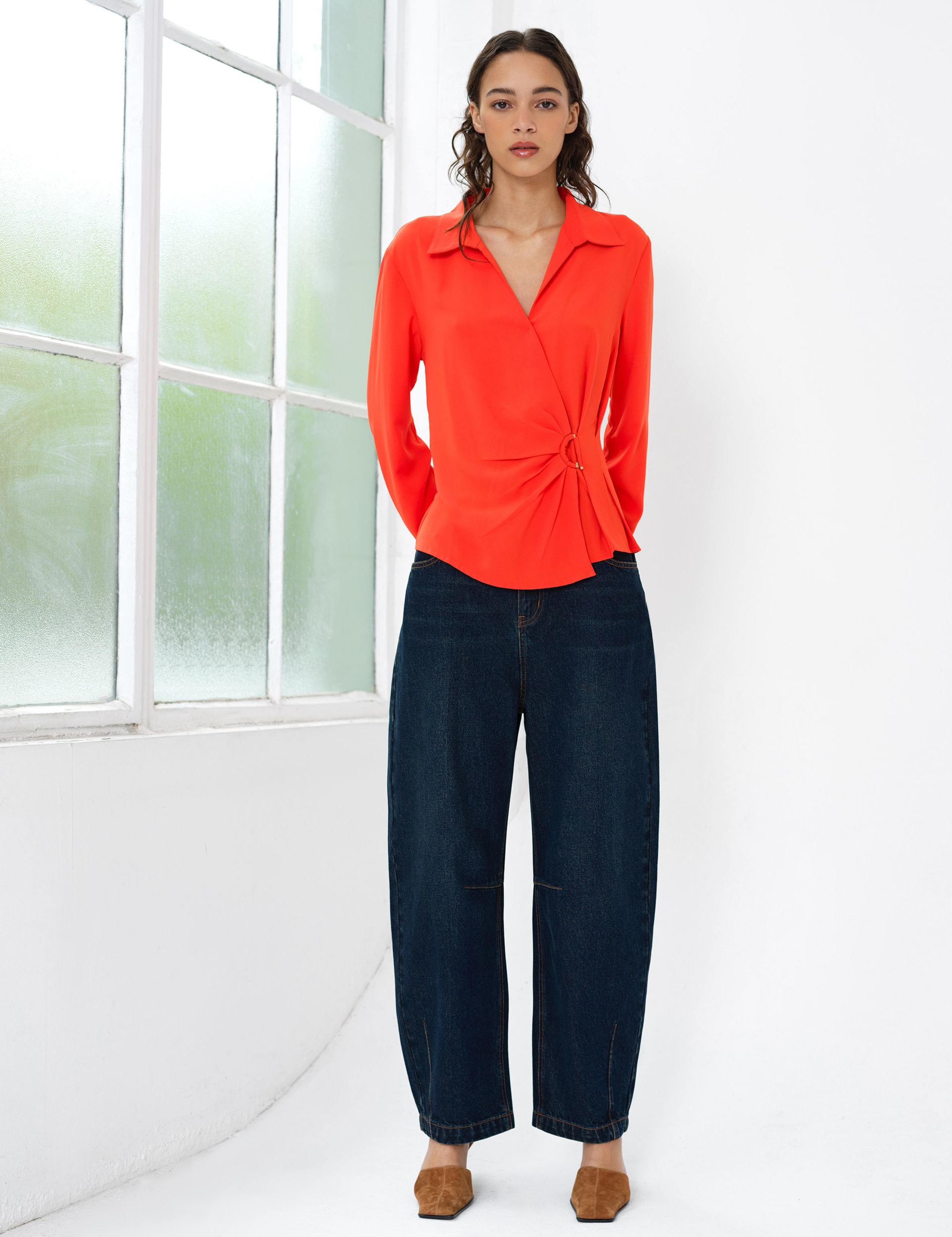 Collared Waisted Wrap Detail Blouse 3 of 6