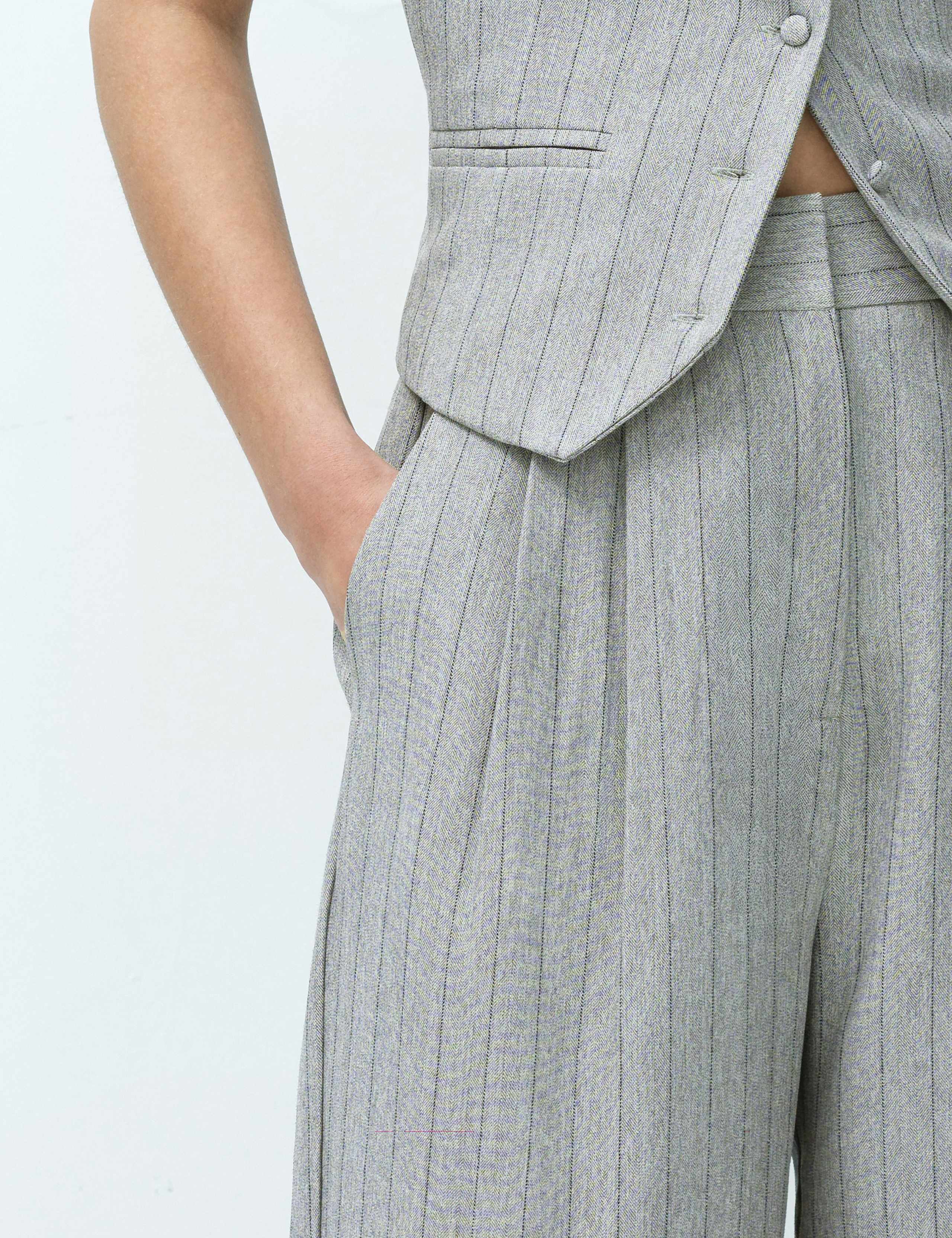 Pinstripe Wide Leg Trousers 3 of 6