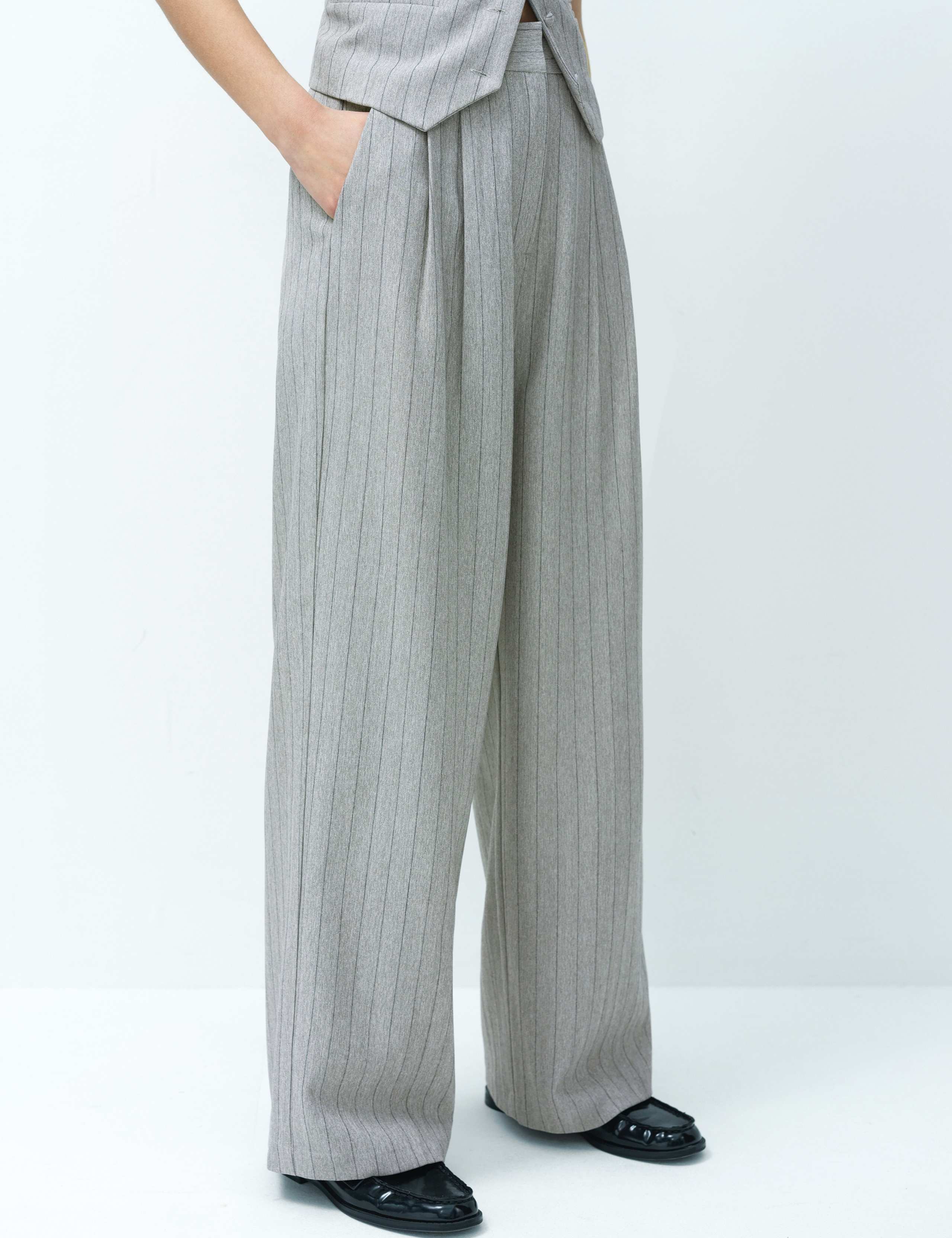 Pinstripe Wide Leg Trousers 5 of 6