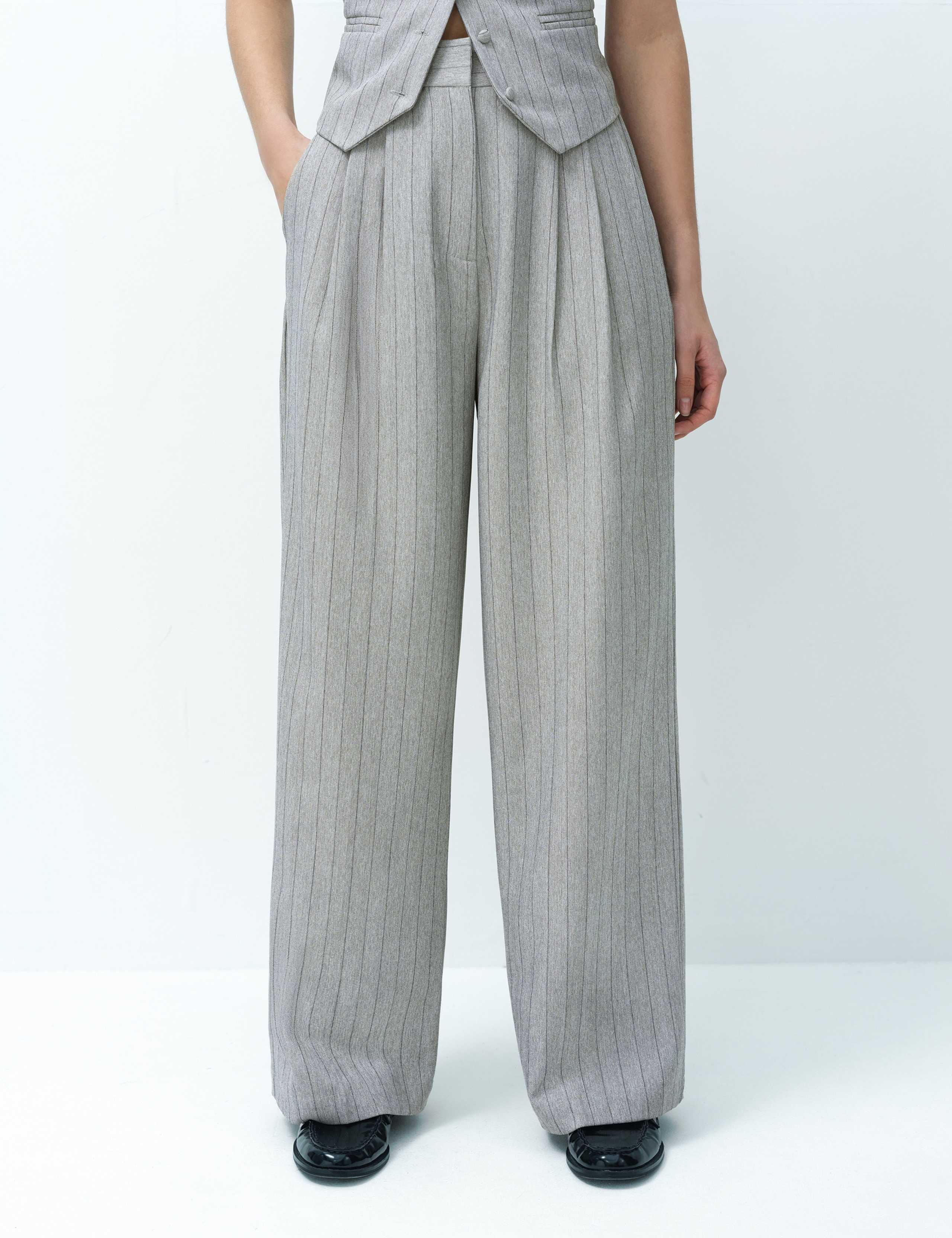 Pinstripe Wide Leg Trousers 6 of 6