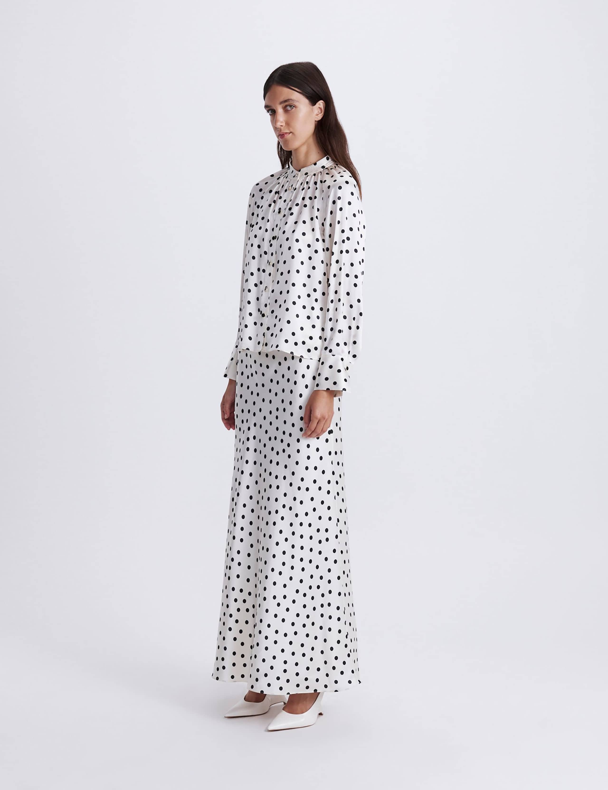 Pure Silk Polka Dot High Neck Blouse 5 of 6