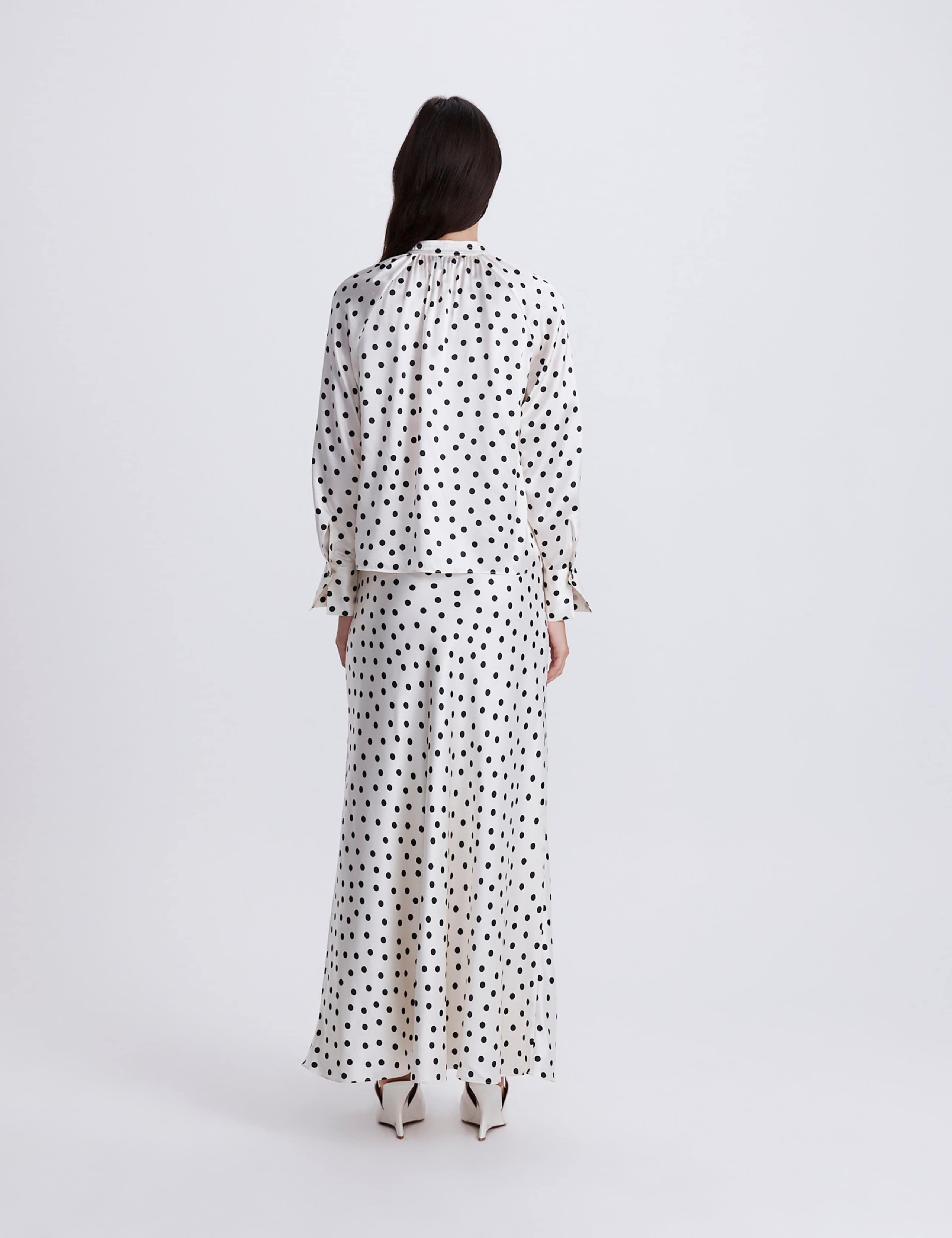 Pure Silk Polka Dot High Neck Blouse 6 of 6