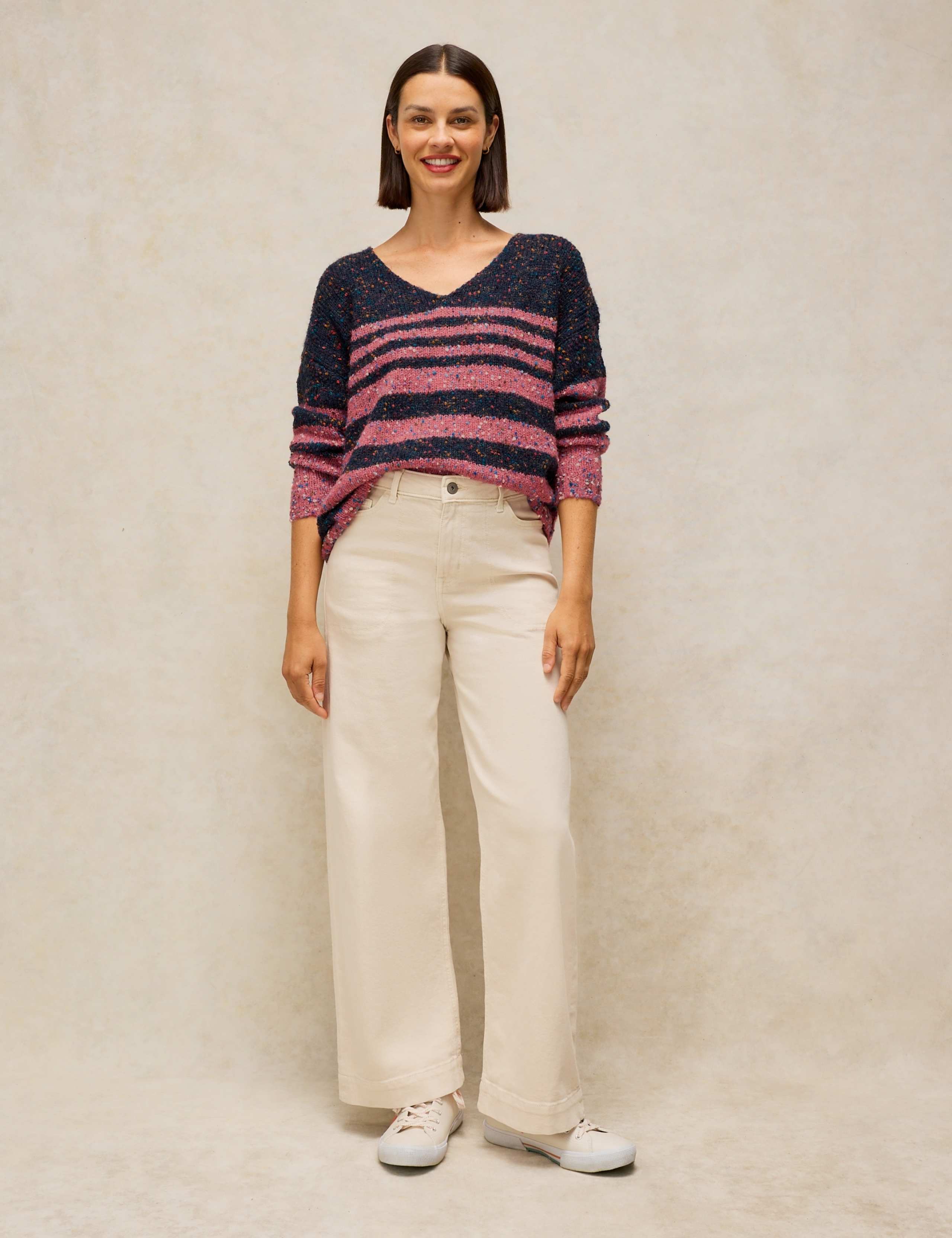 Textured Striped V-Neck Jumper with Wool 3 of 6