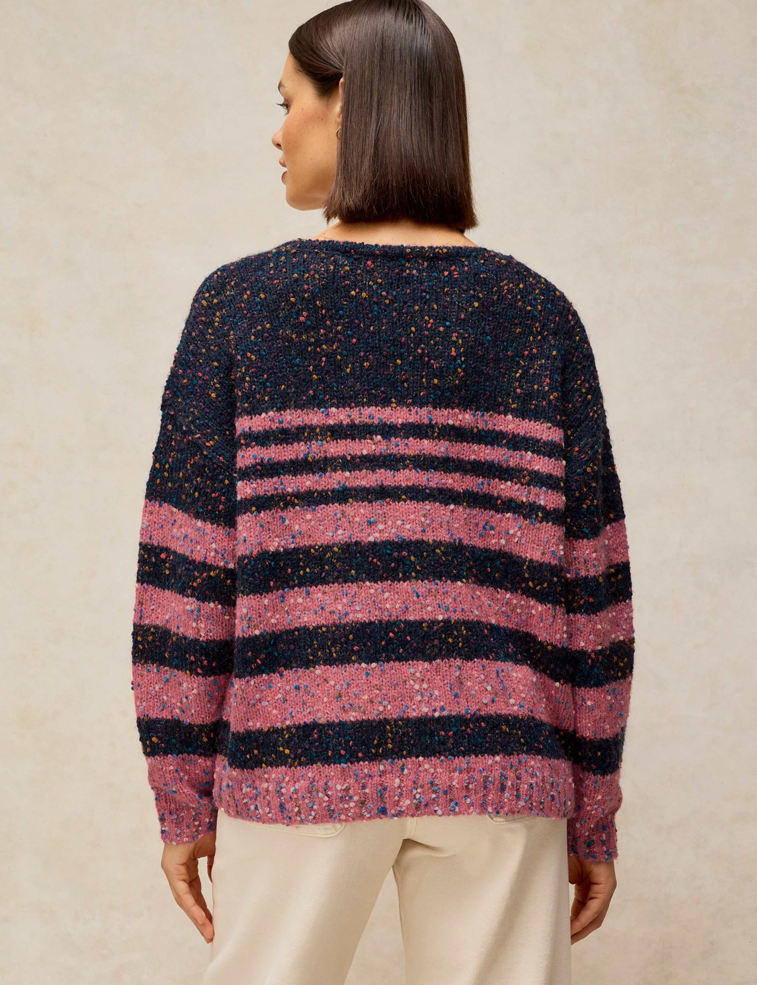 Textured Striped V-Neck Jumper with Wool 4 of 6