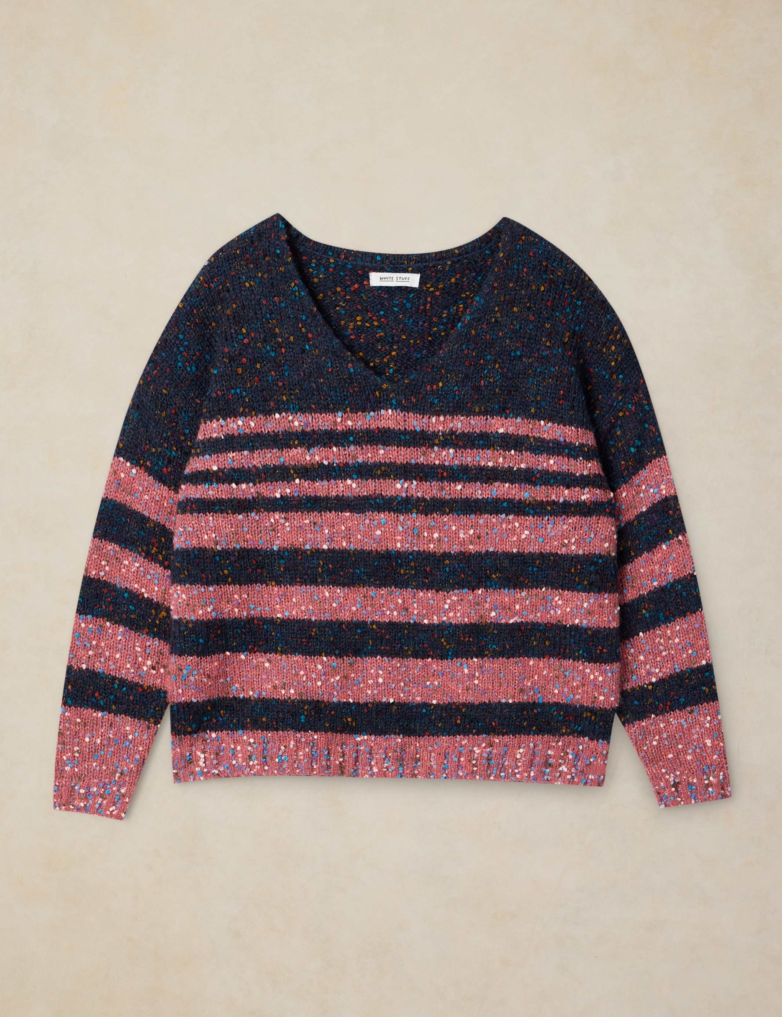 Textured Striped V-Neck Jumper with Wool 2 of 6