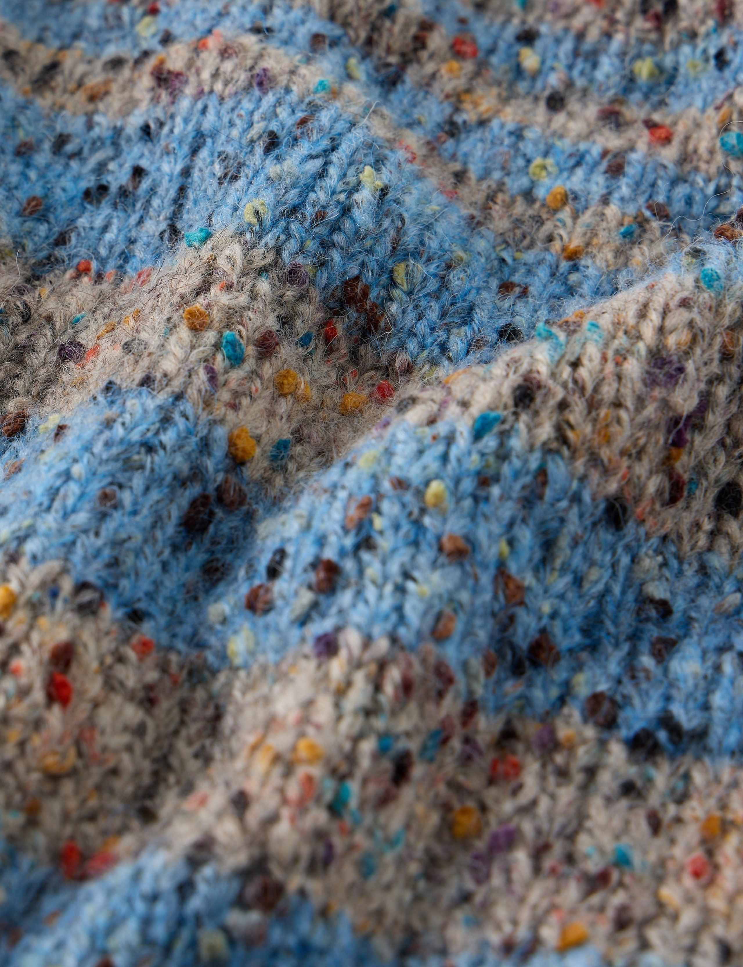Textured Striped V-Neck Jumper with Wool 6 of 6