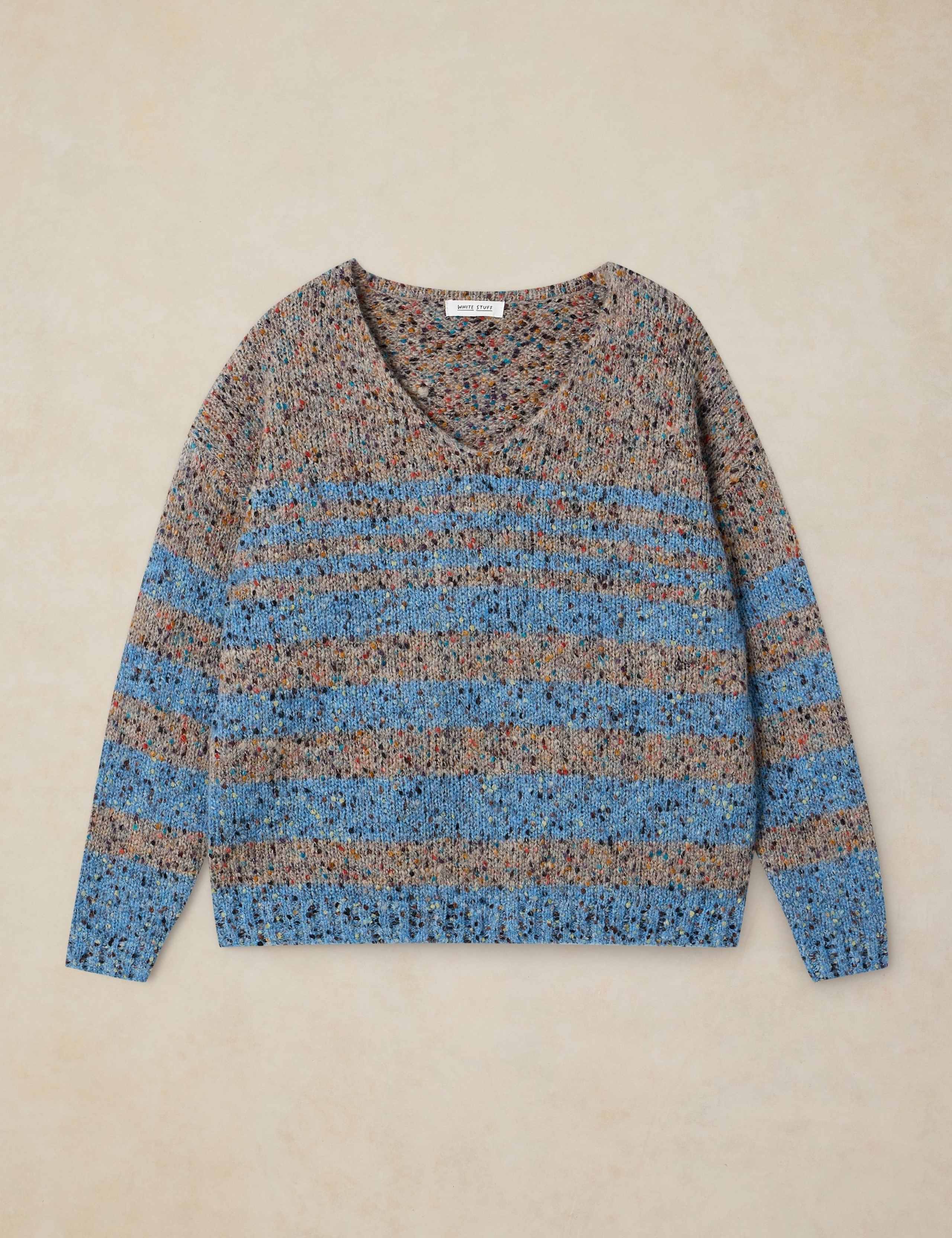 Textured Striped V-Neck Jumper with Wool 2 of 6