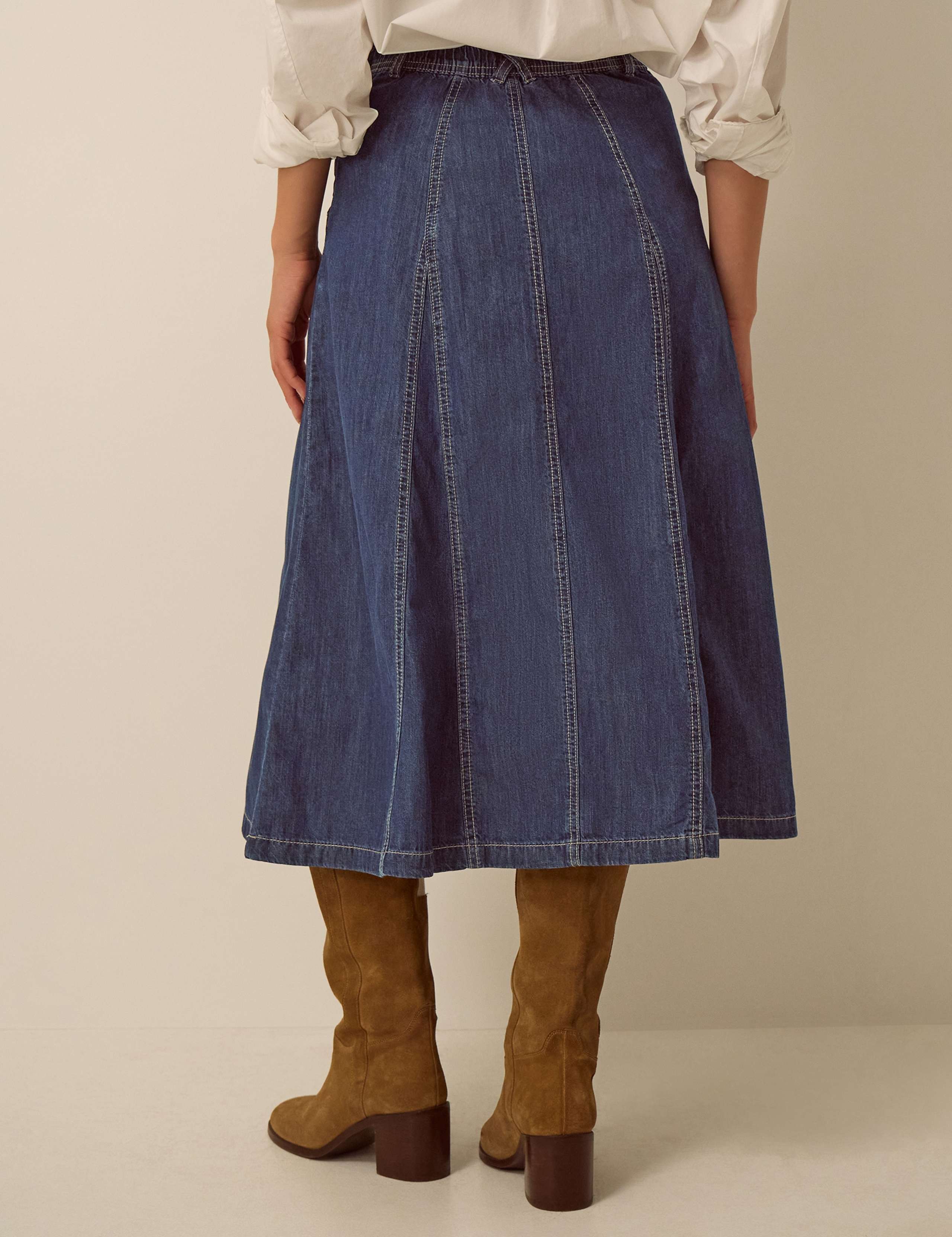 Godet Denim Midi Skirt 4 of 5