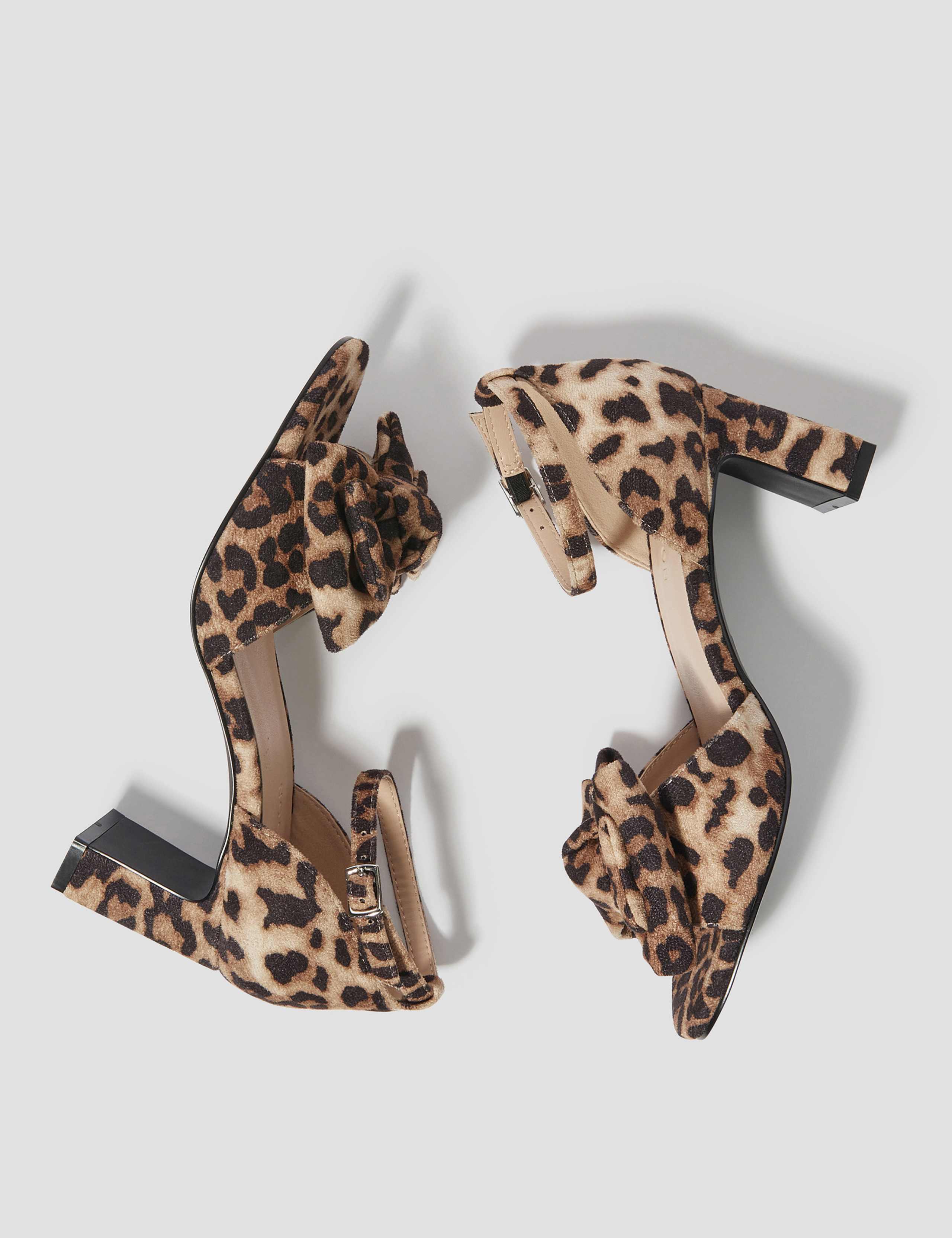 Leopard Print Ankle Strap Block Heel Sandals 2 of 3