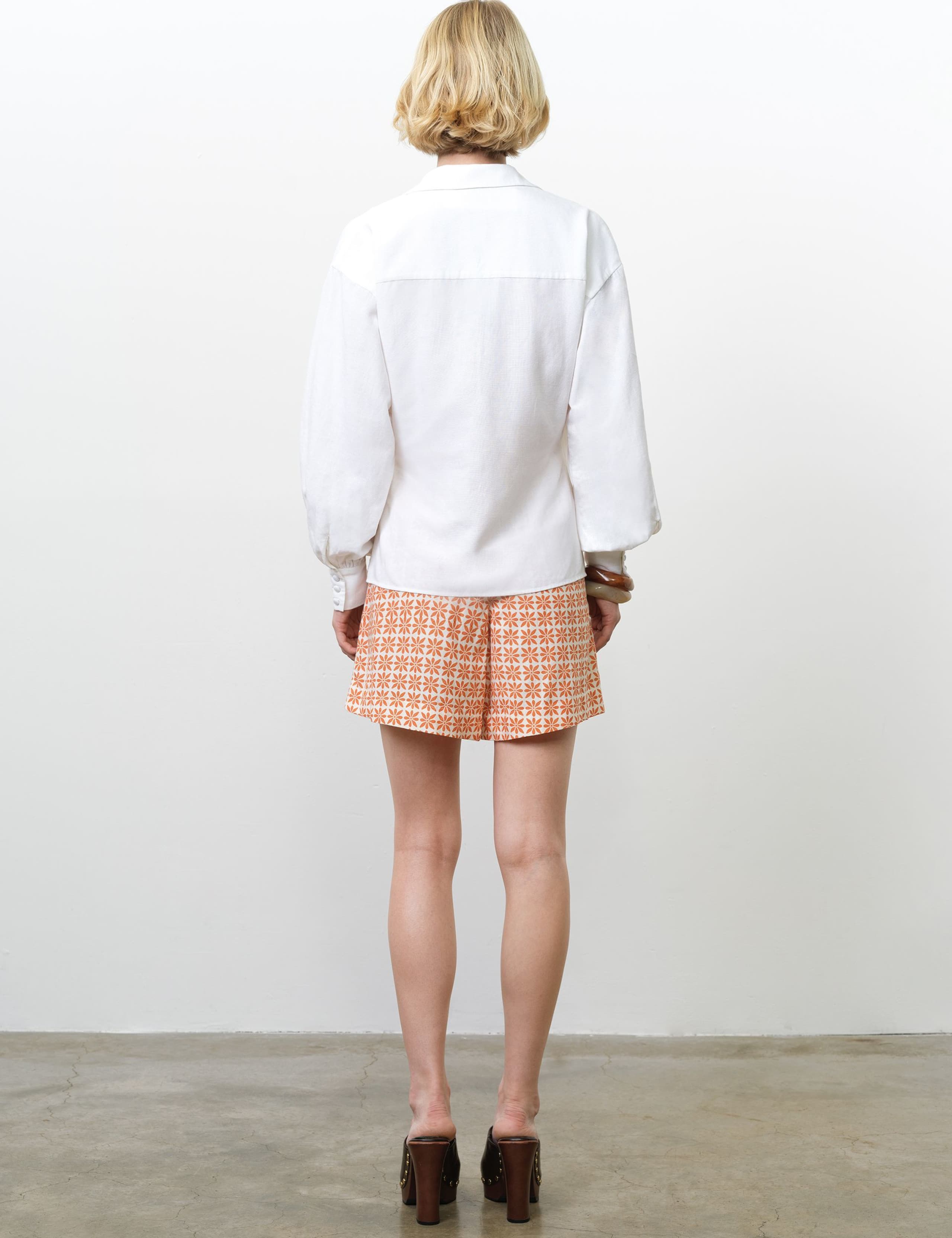 Cotton Blend Tie Front Wrap Top with Linen 4 of 5