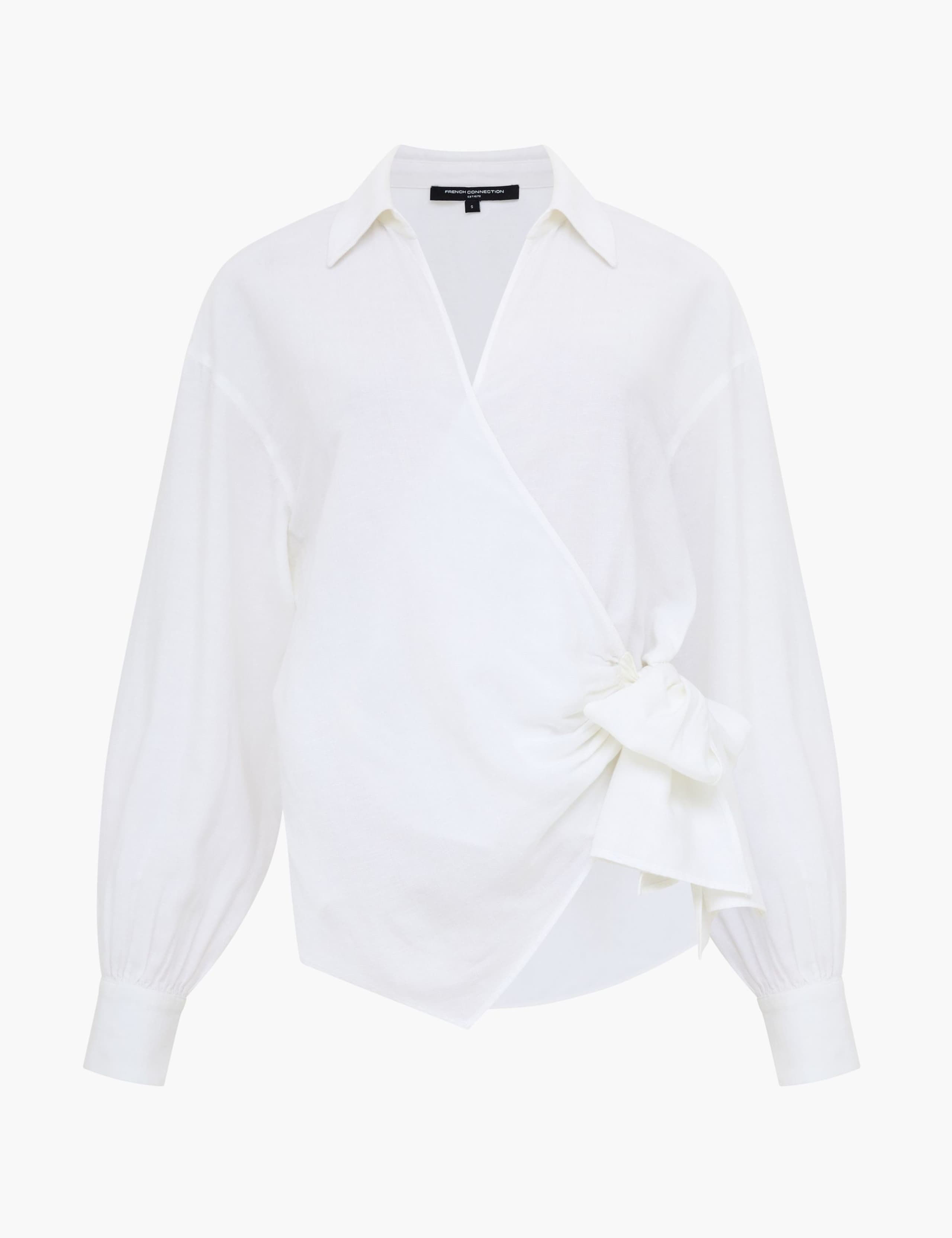 Cotton Blend Tie Front Wrap Top with Linen 2 of 5