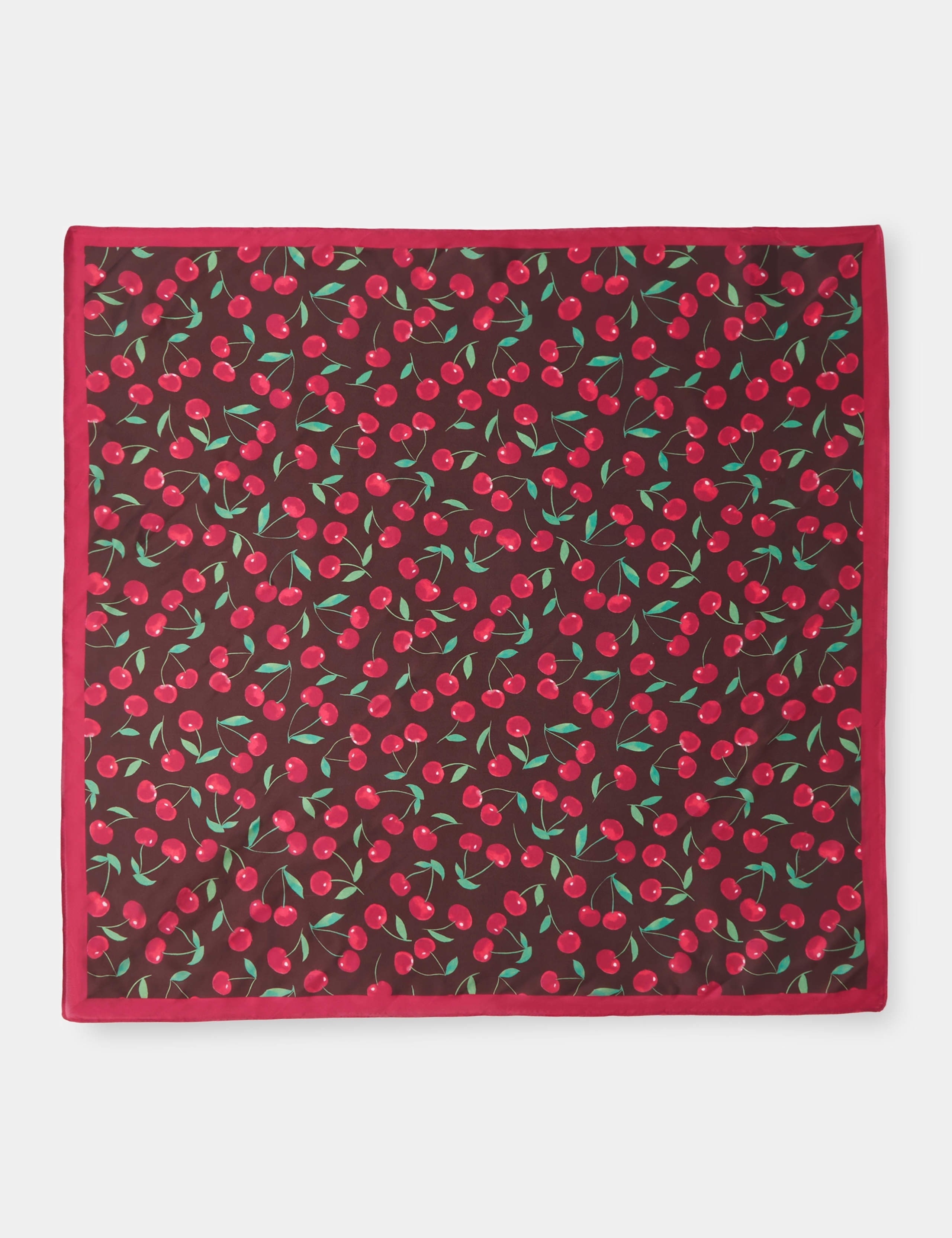 Satin Cherry Print Square Scarf 2 of 3