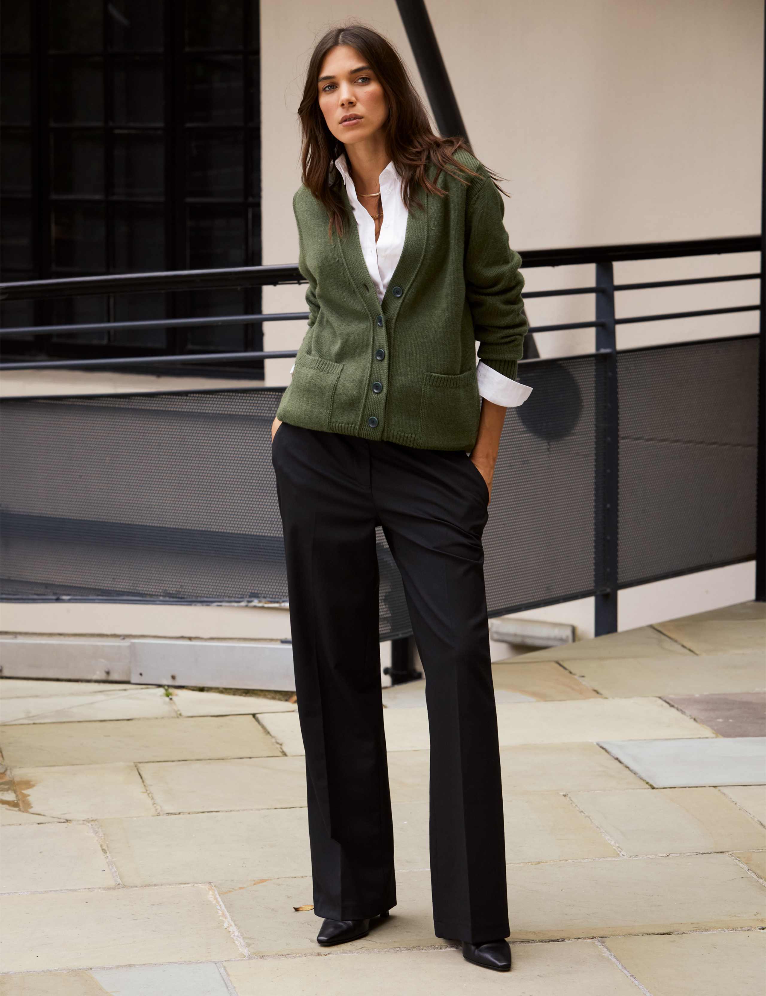 Wool Blend Straight Leg Trousers 2 of 4
