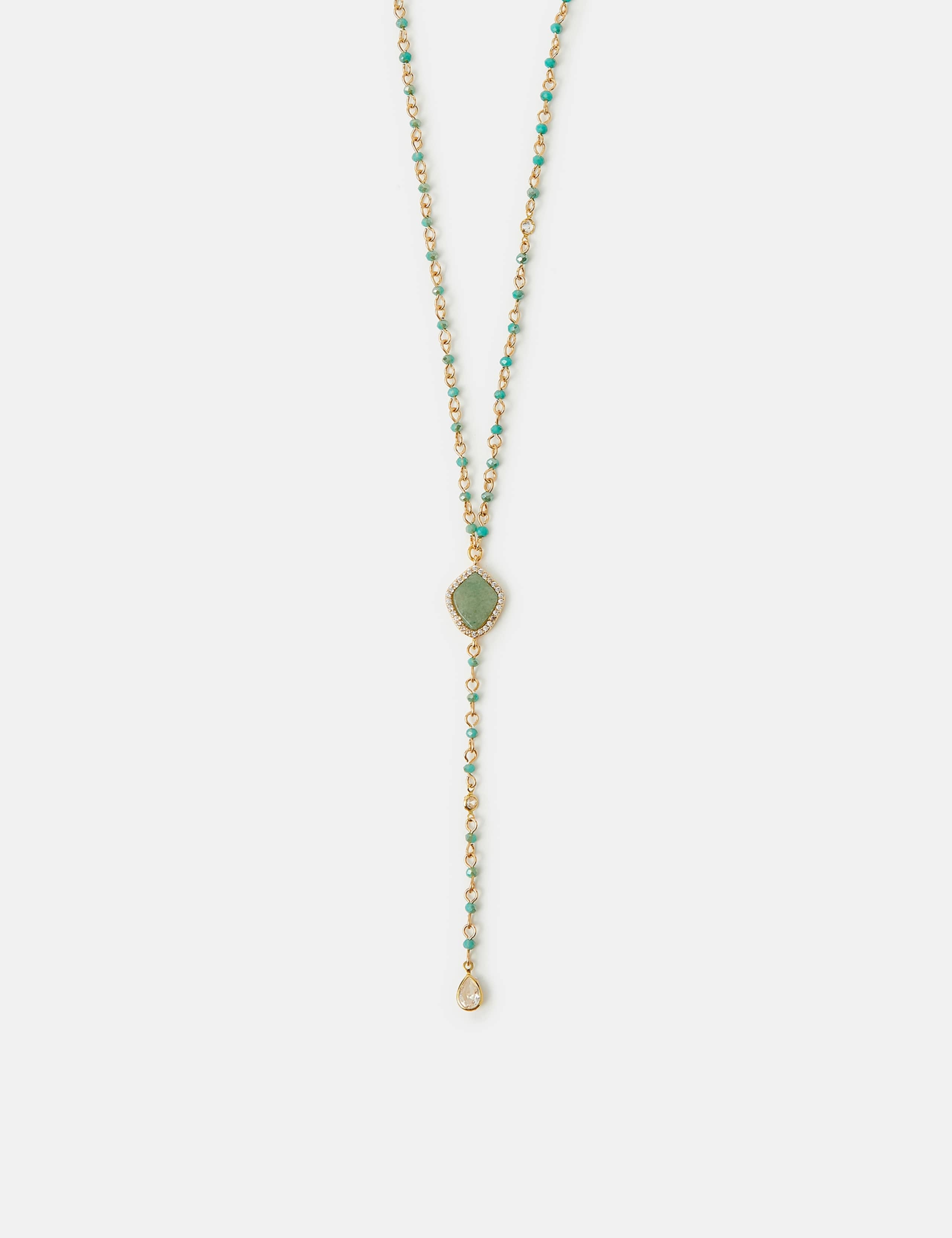 14ct Gold Plated Aventurine Pendant Lariat 2 of 2