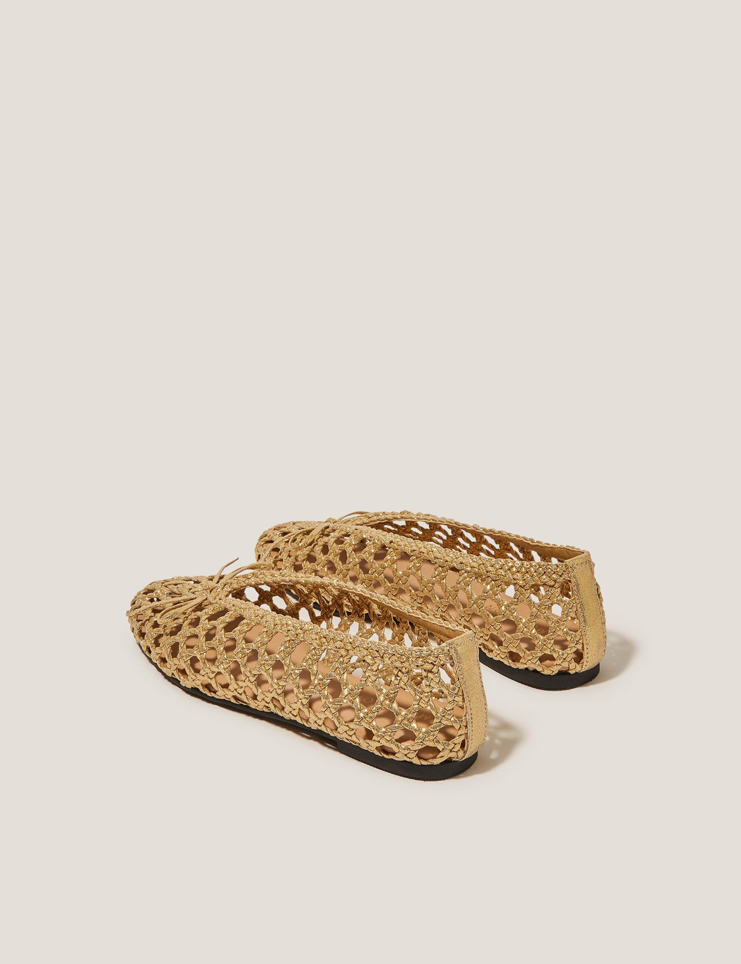 Metallic Woven Bow Flat Ballet Pumps 3 of 3