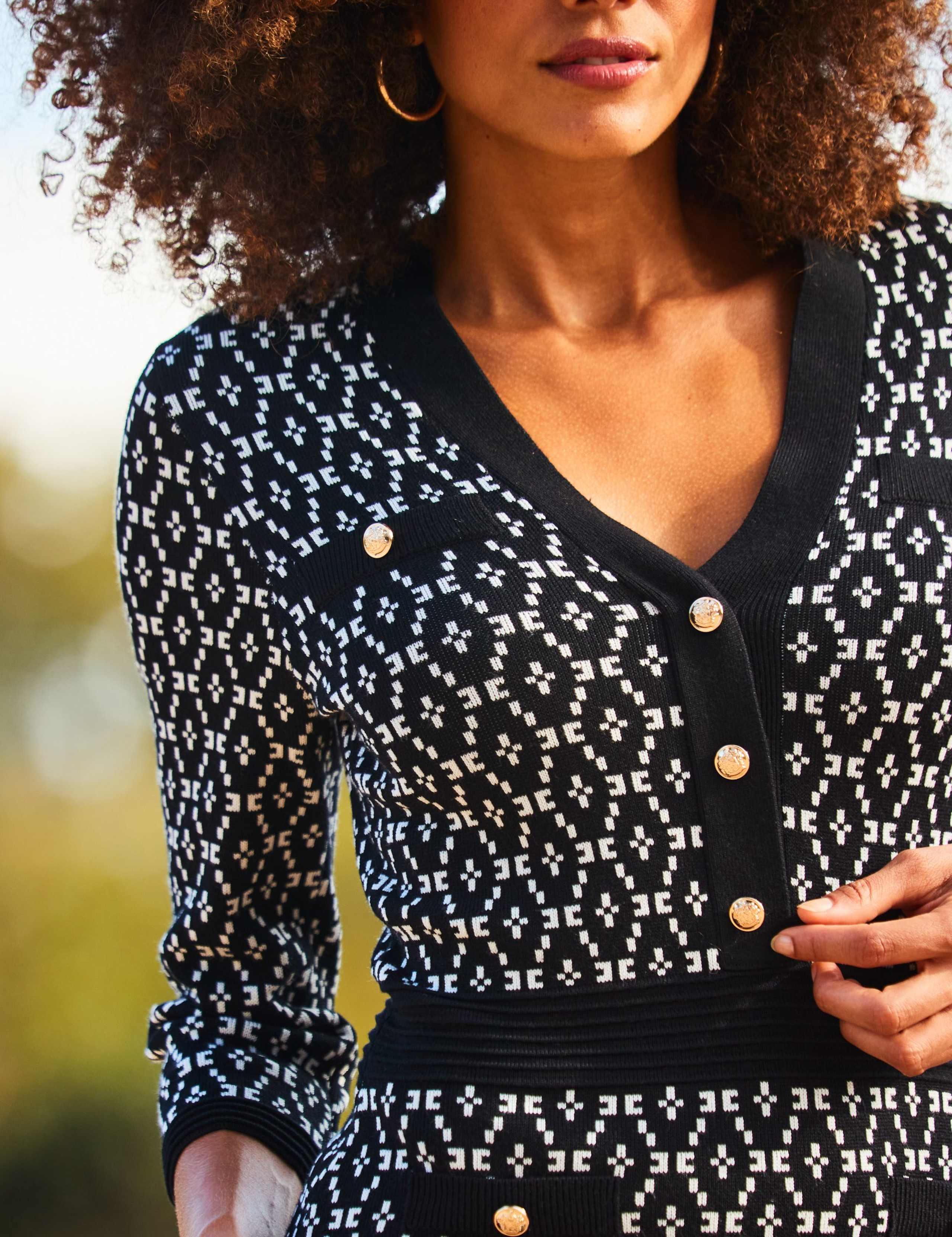 Geometric V-Neck Mini Shift Dress 5 of 5