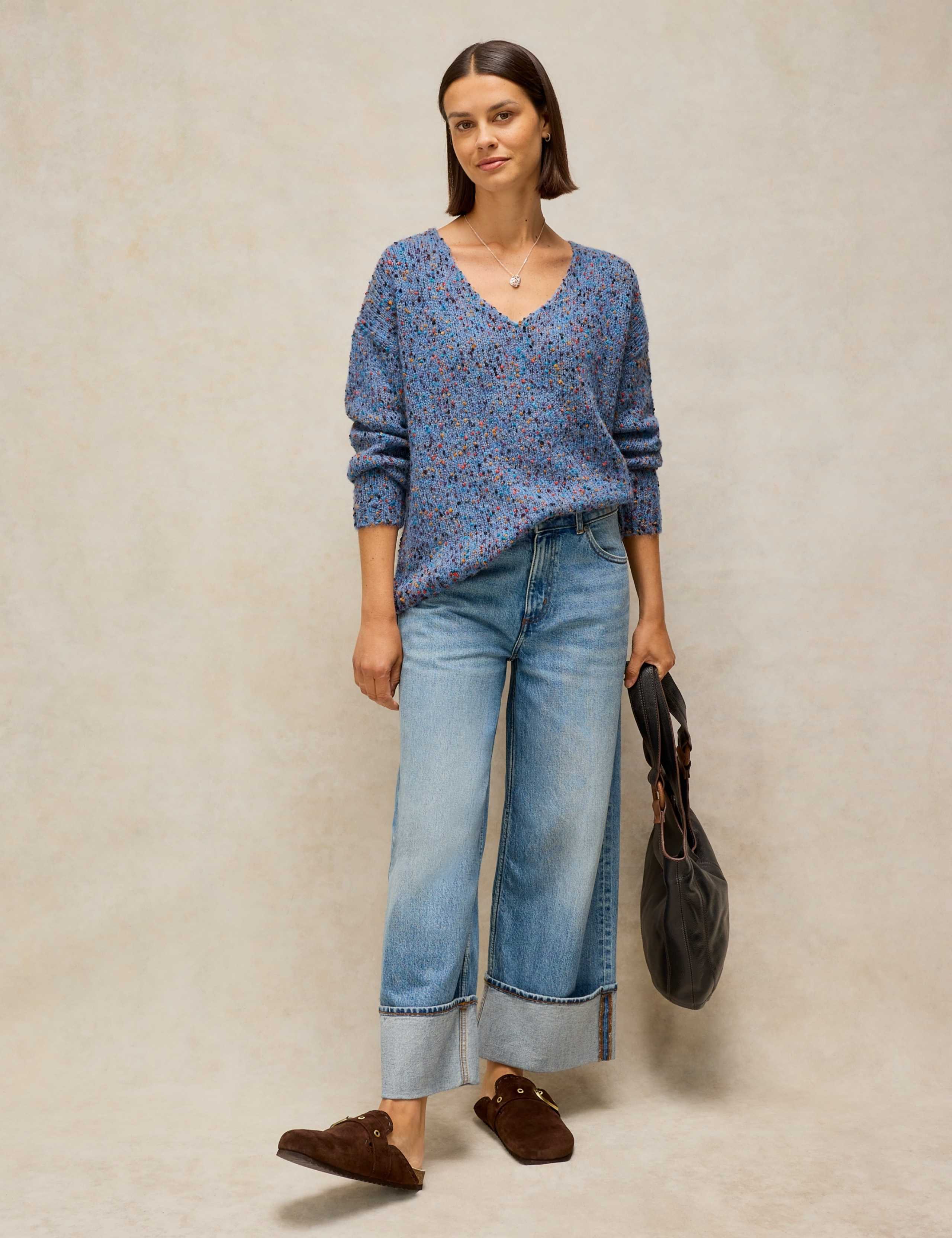 Textured Flecked V-Neck Jumper with Wool 3 of 6
