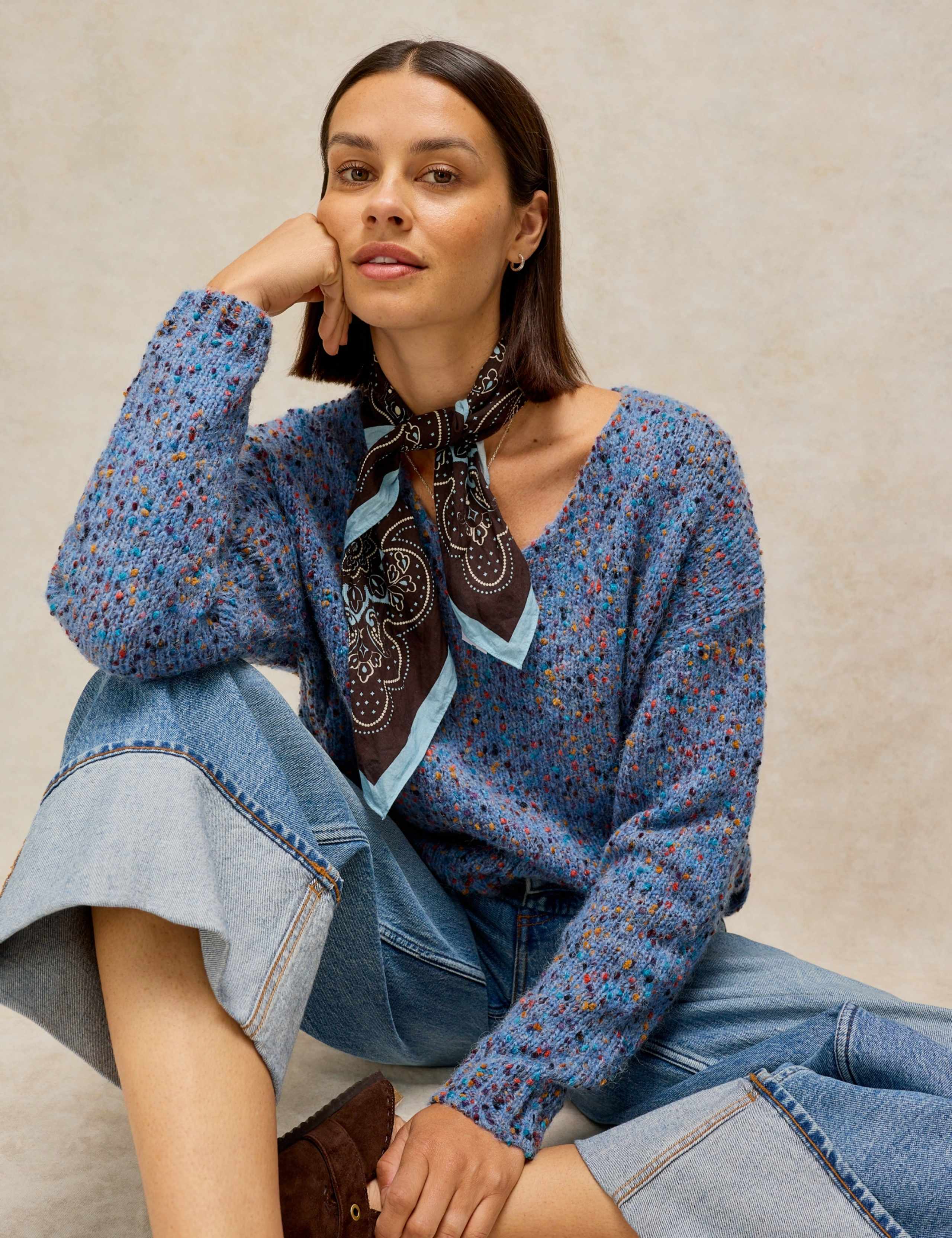 Textured Flecked V-Neck Jumper with Wool 5 of 6