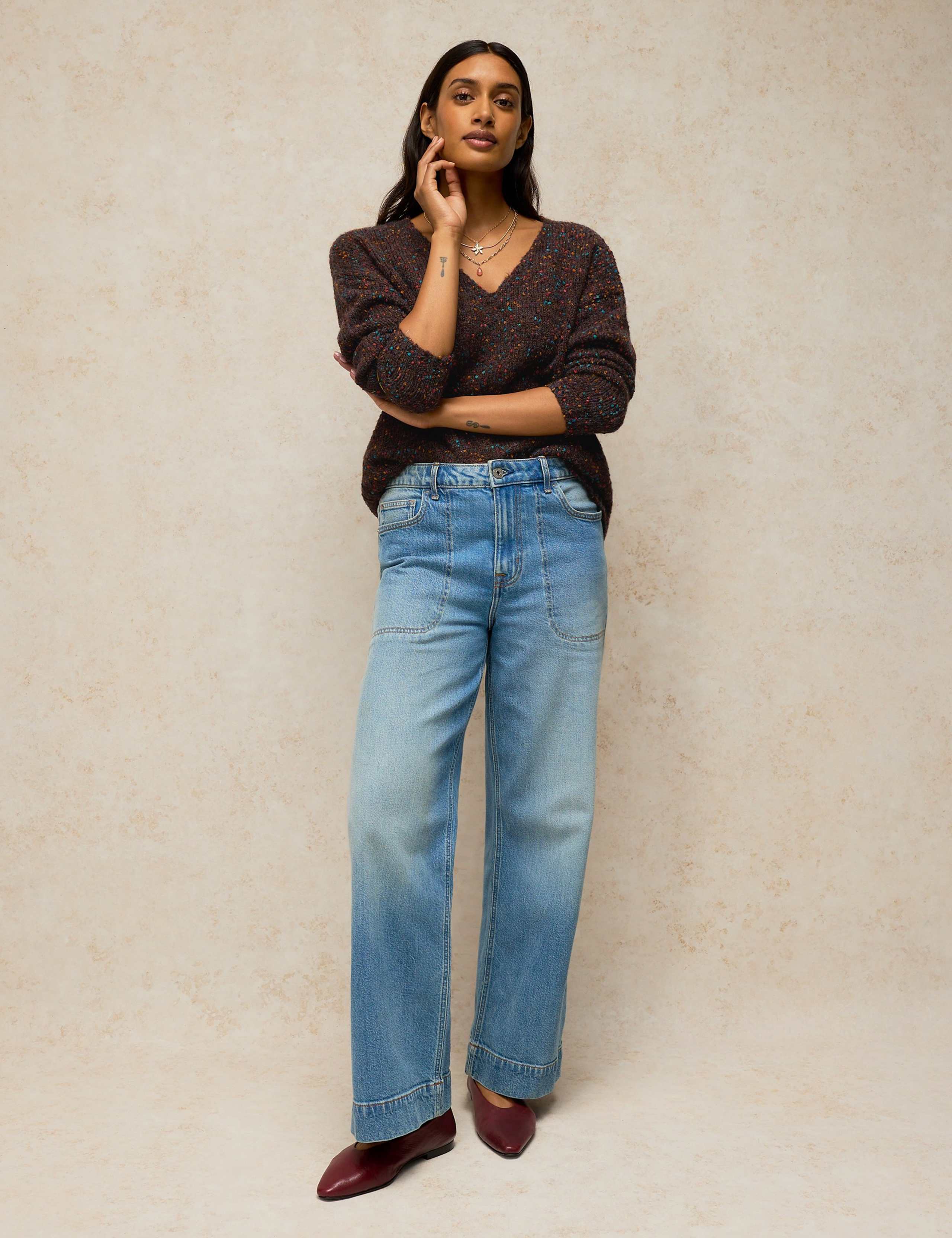 Textured Flecked V-Neck Jumper with Wool 3 of 6