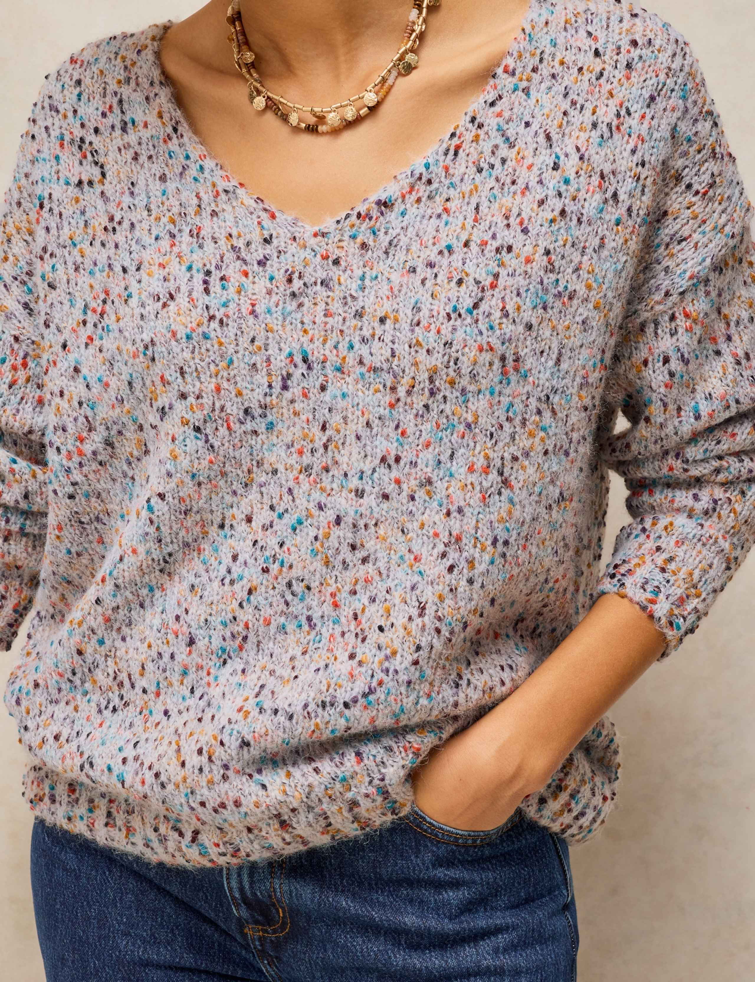 Textured Flecked V-Neck Jumper with Wool 5 of 6