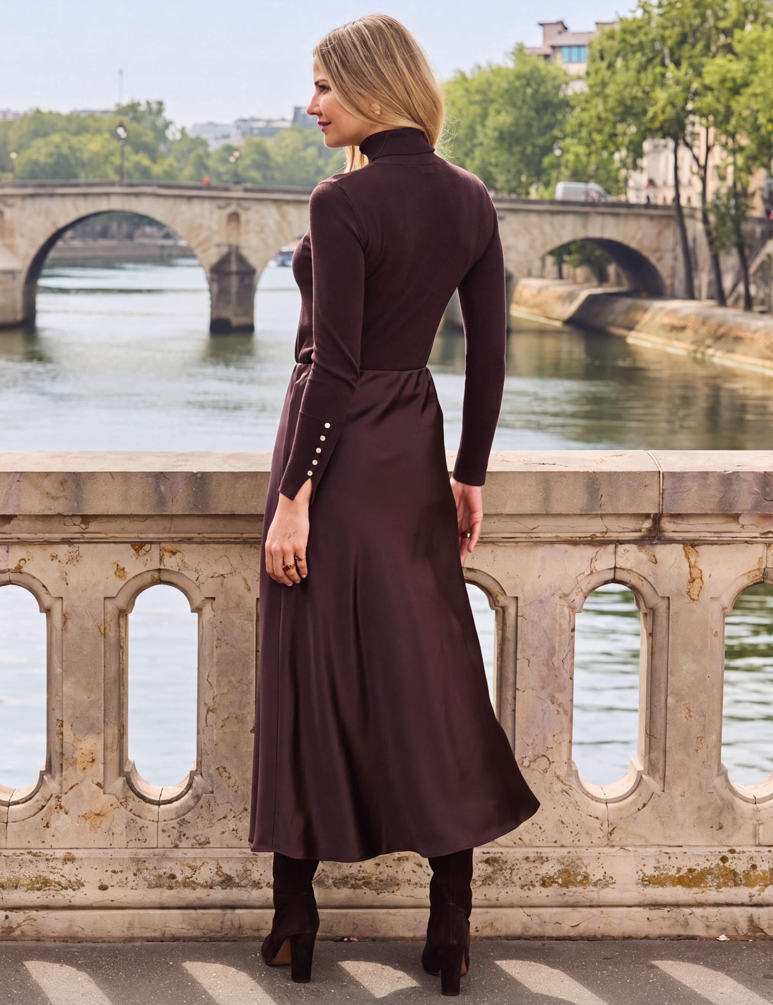 Satin Slip Midi Skirt 2 of 4