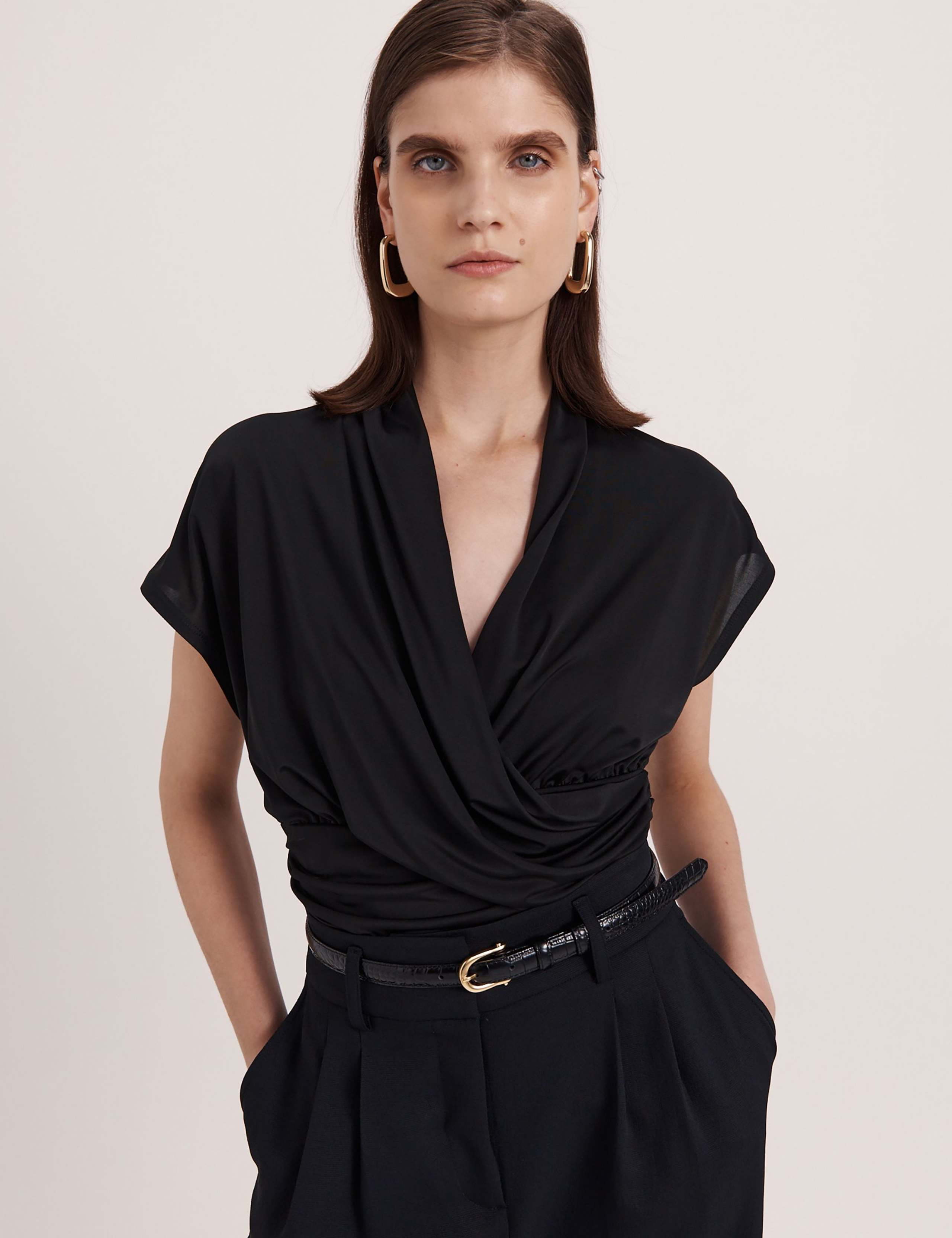 Draped V-Neck Wrap Top 1 of 8