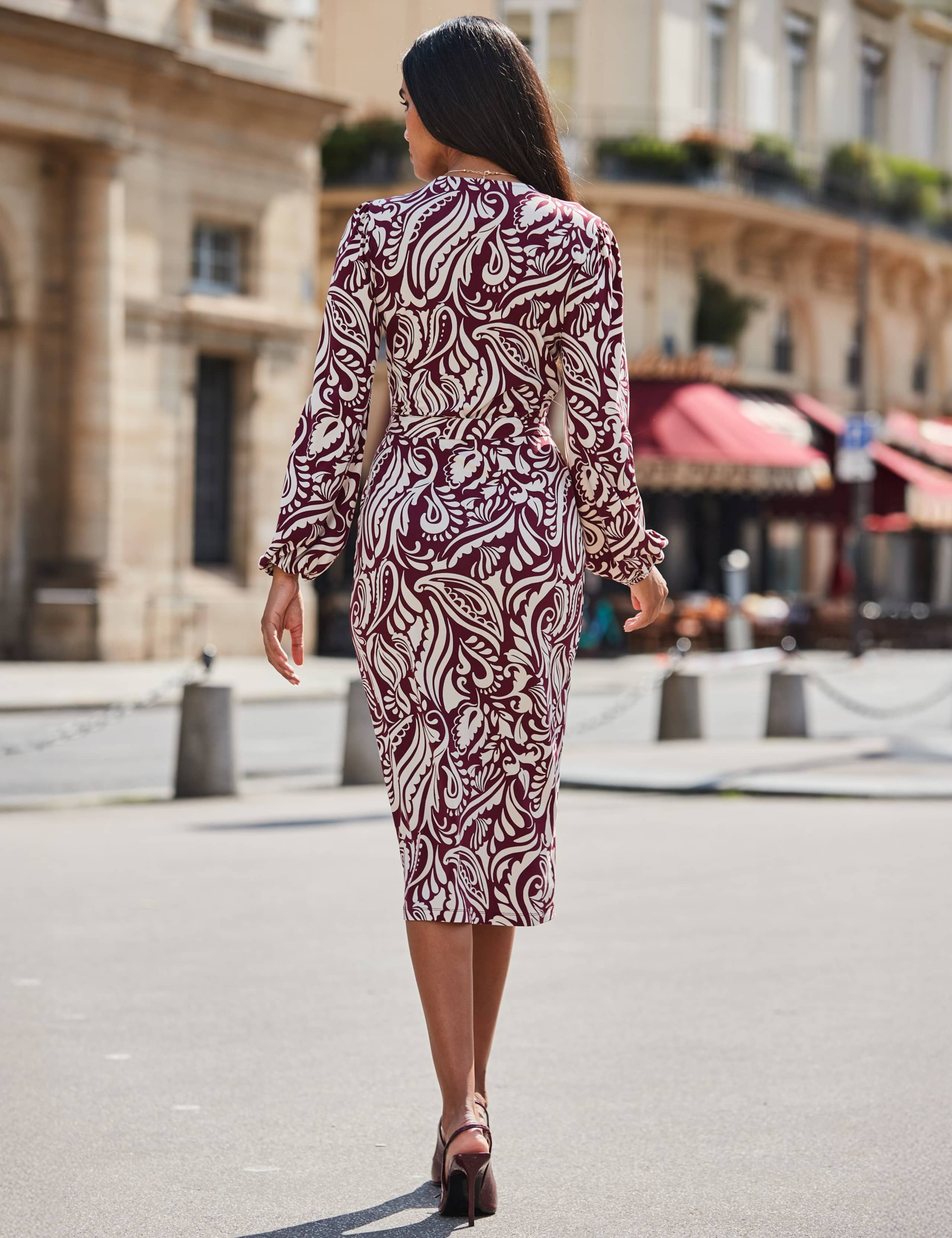 Jersey Paisley Midi Wrap Dress 3 of 6