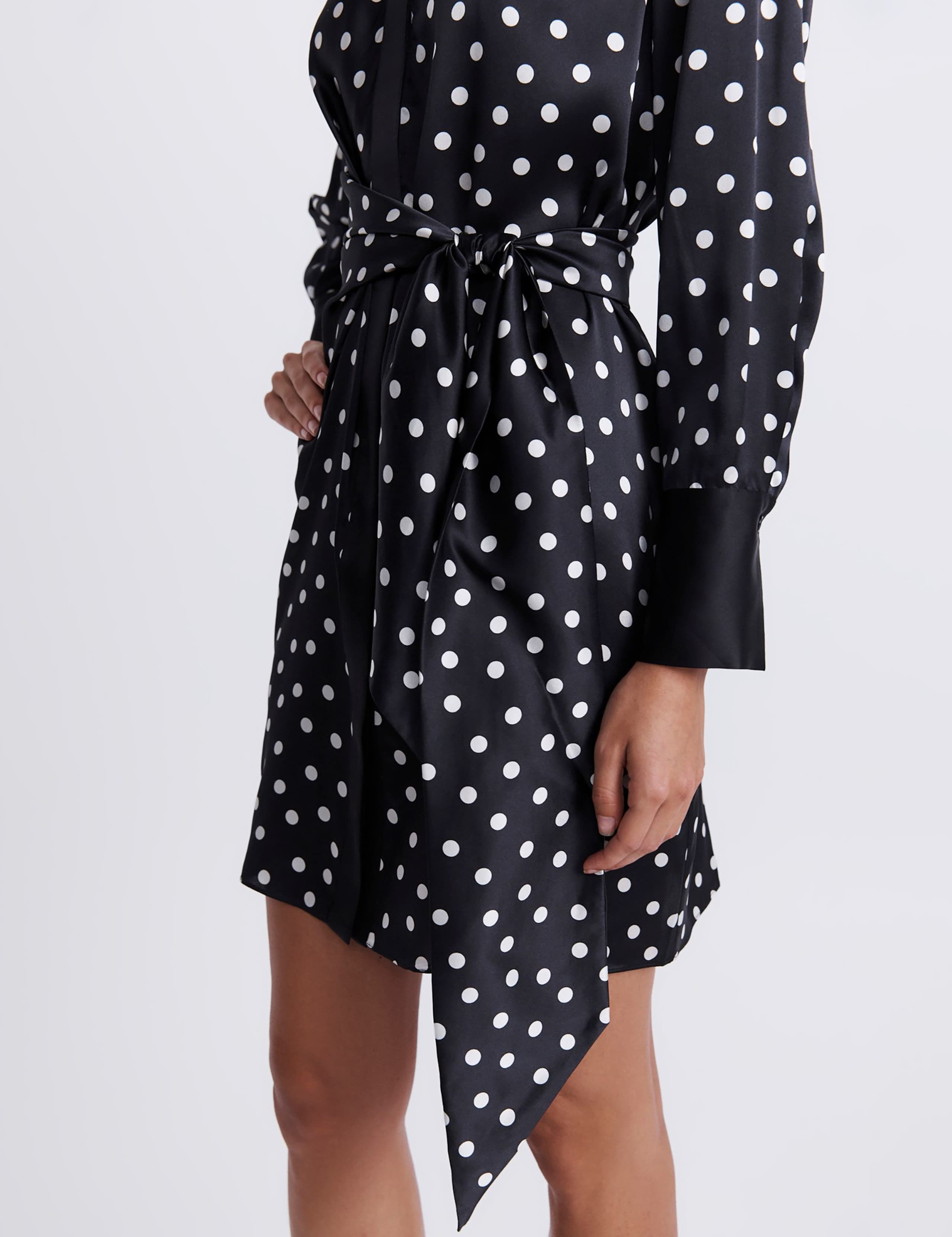Pure Silk Polka Dot Mini Shirt Dress 5 of 8