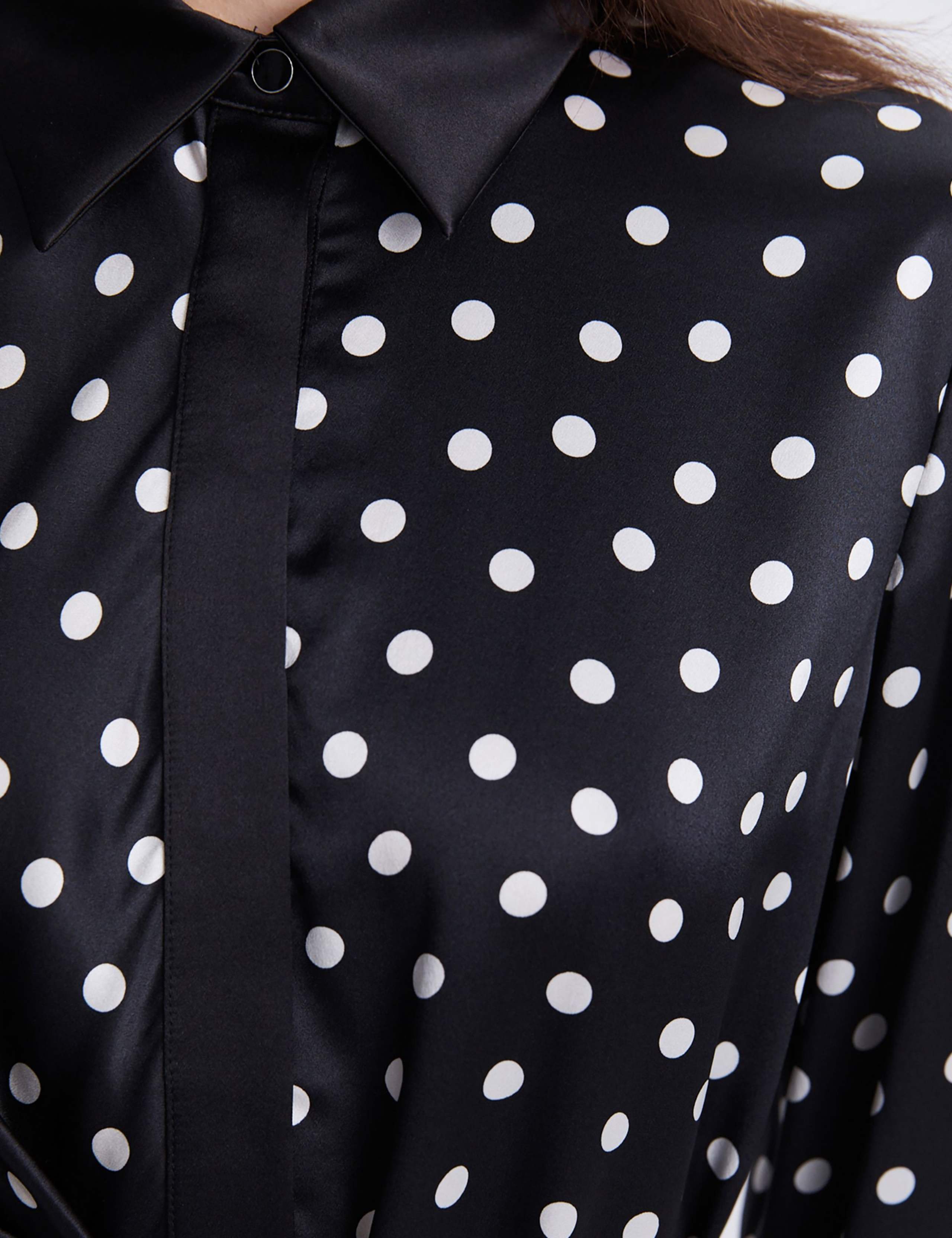 Pure Silk Polka Dot Mini Shirt Dress 8 of 8