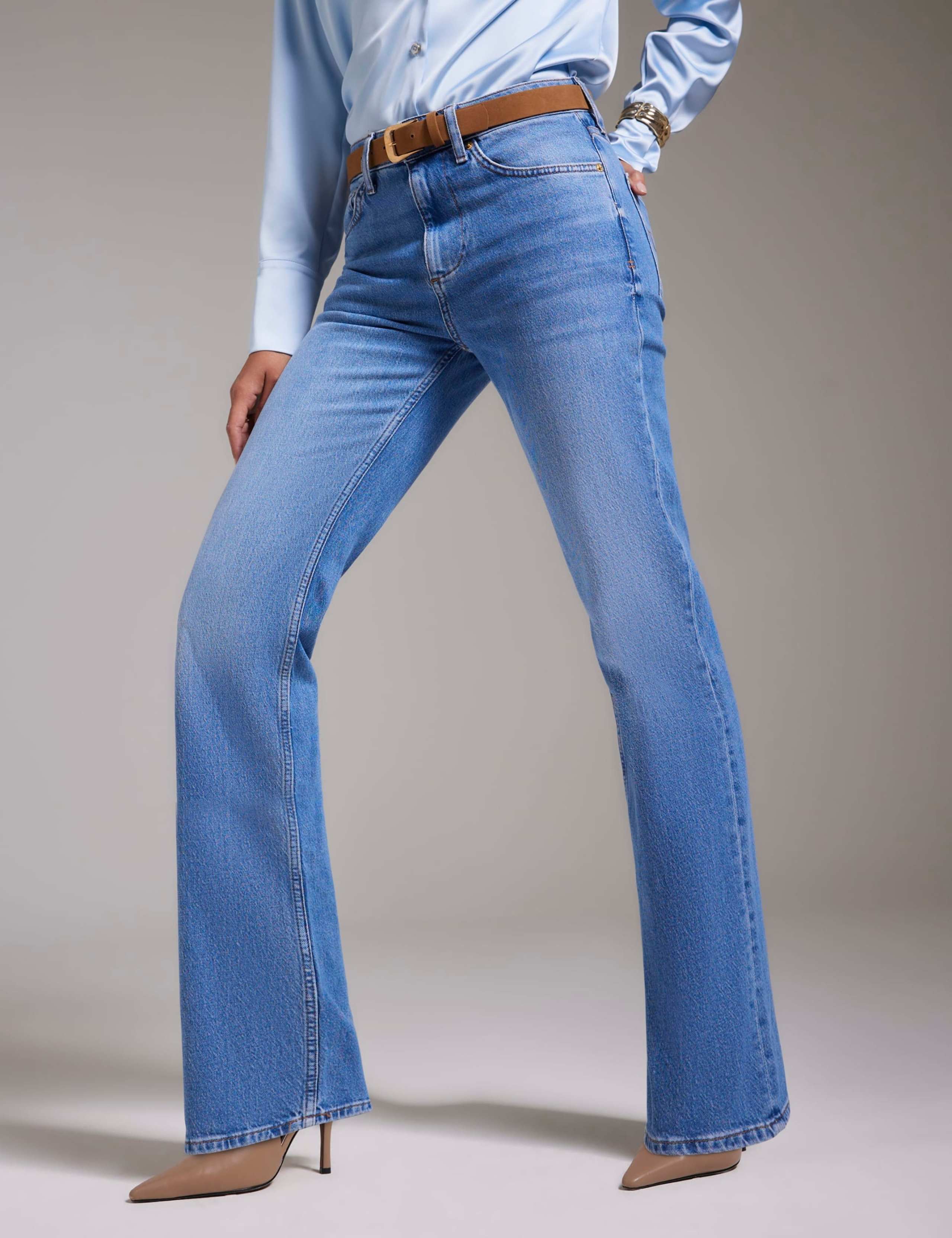 High Waisted Belted Straight Leg Jeans 2 of 5