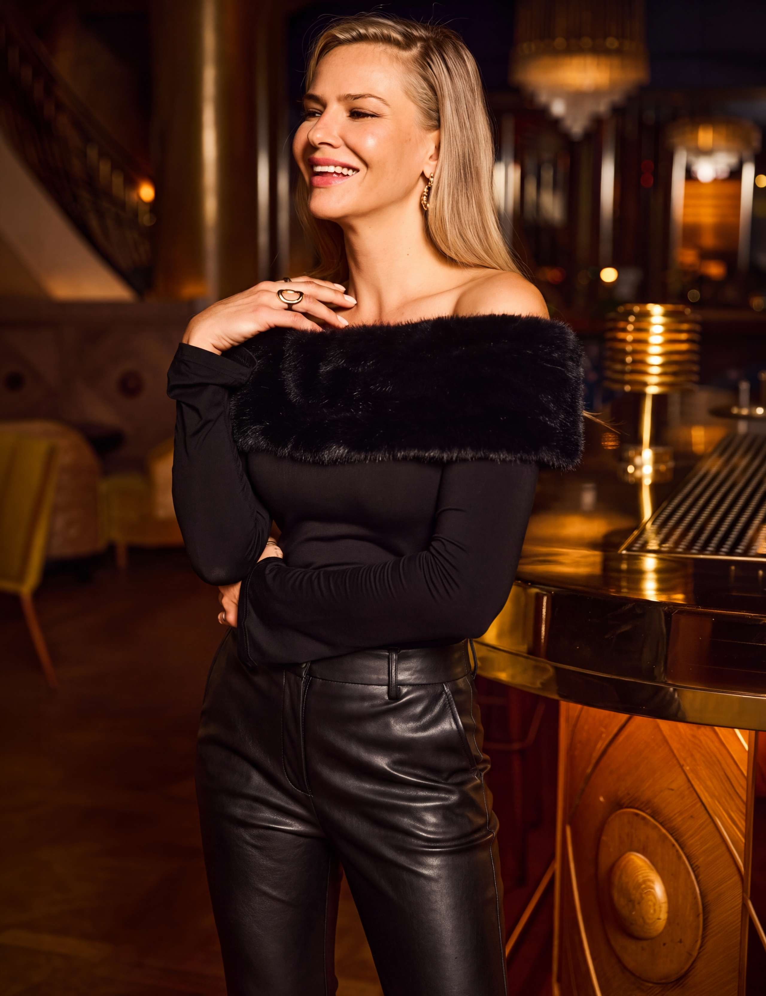 Bardot Top With Faux Fur Trim 5 of 6