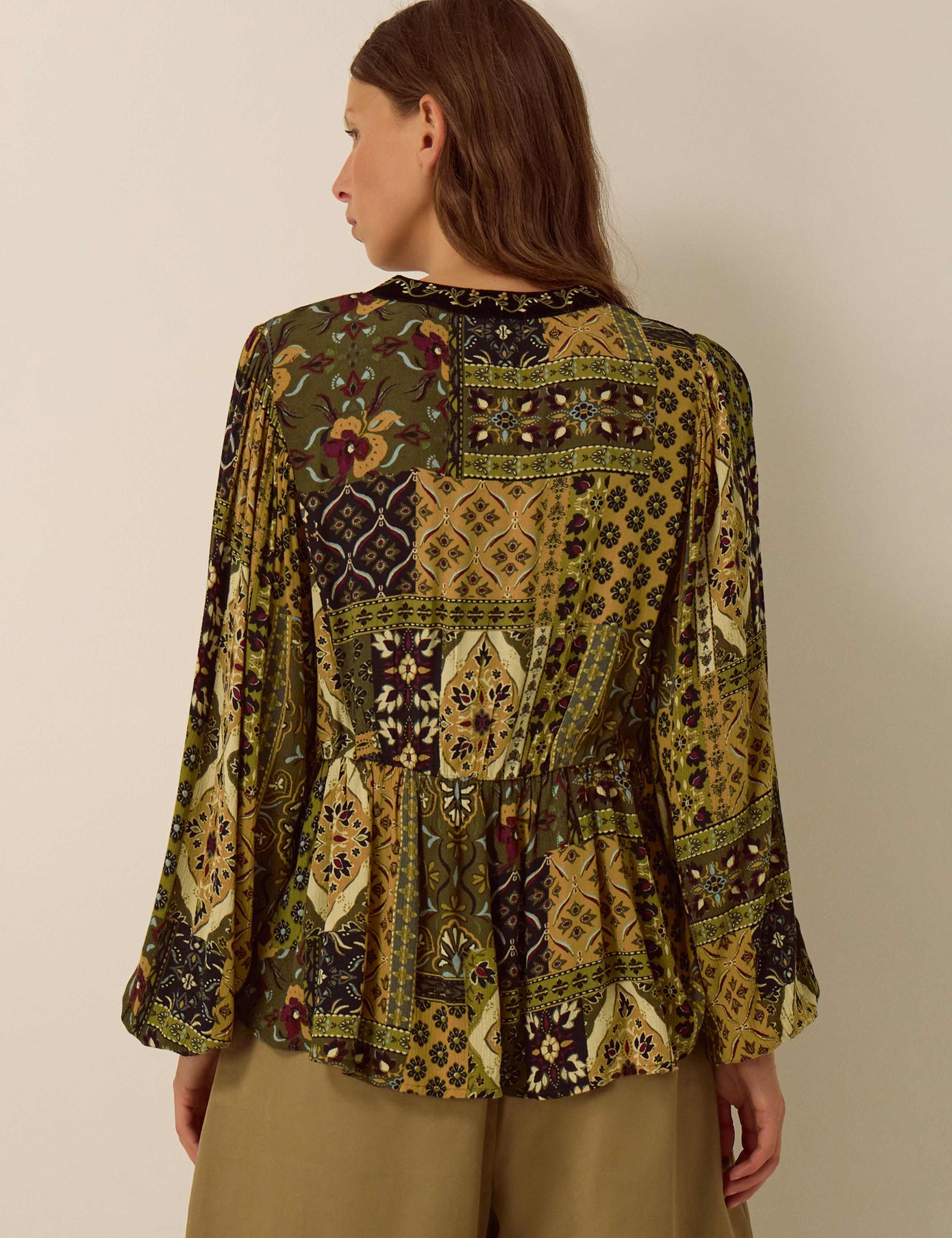 Floral V-Neck Tassel Blouse 4 of 4