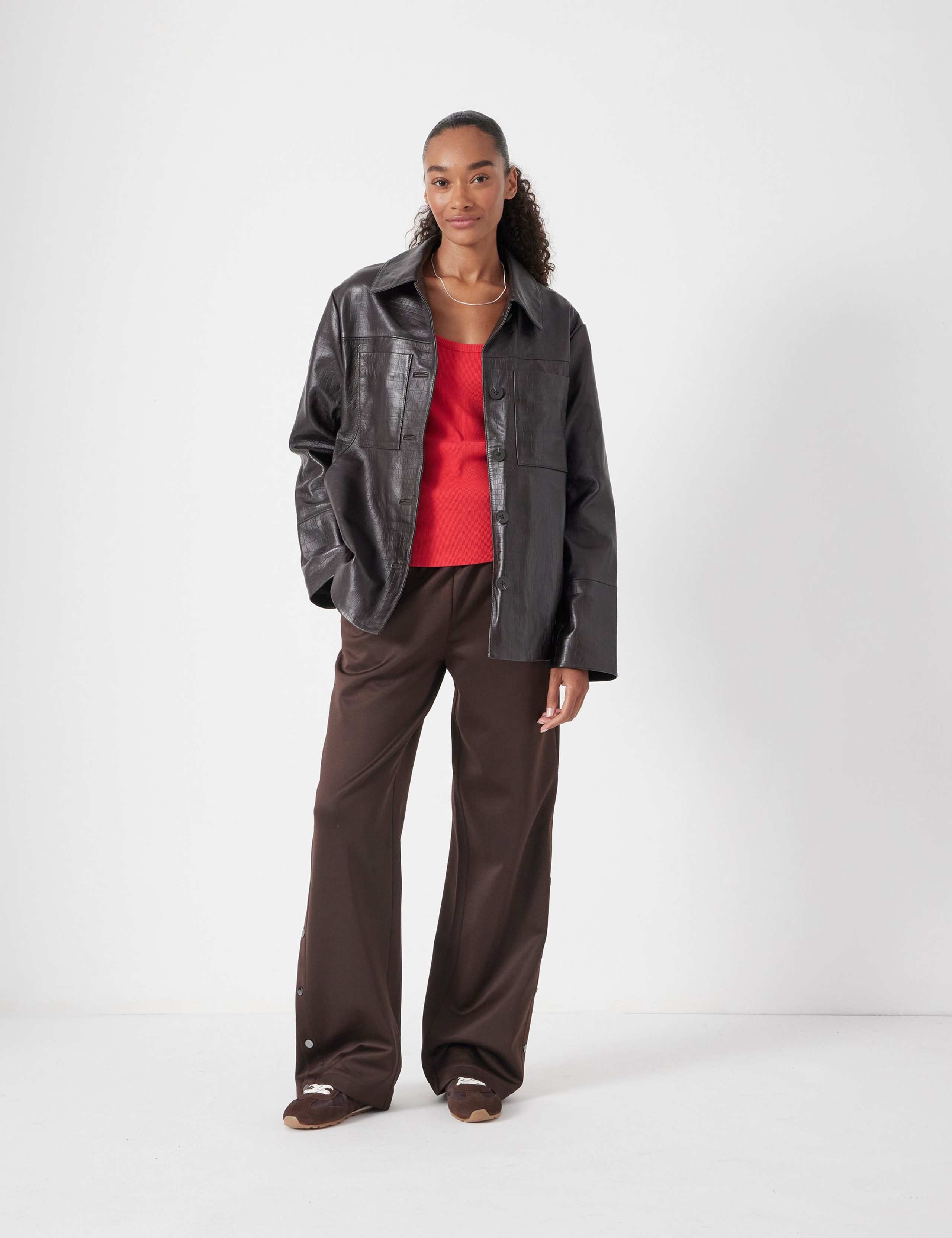 Faux Leather Collared Jacket 3 of 5