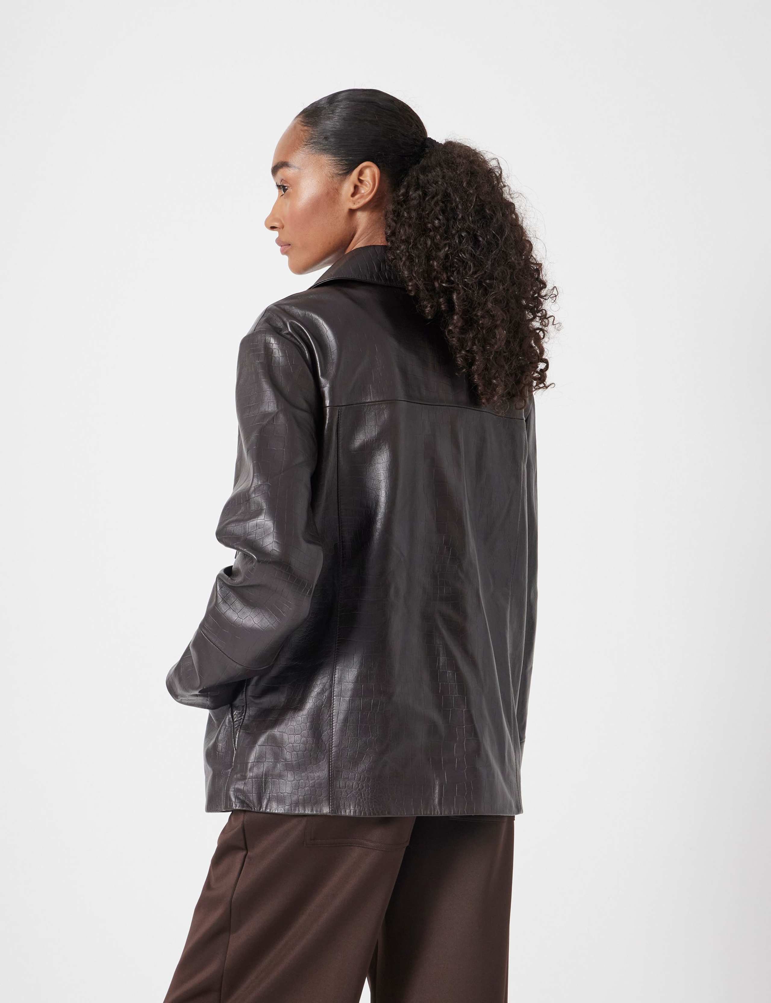 Faux Leather Collared Jacket 4 of 5