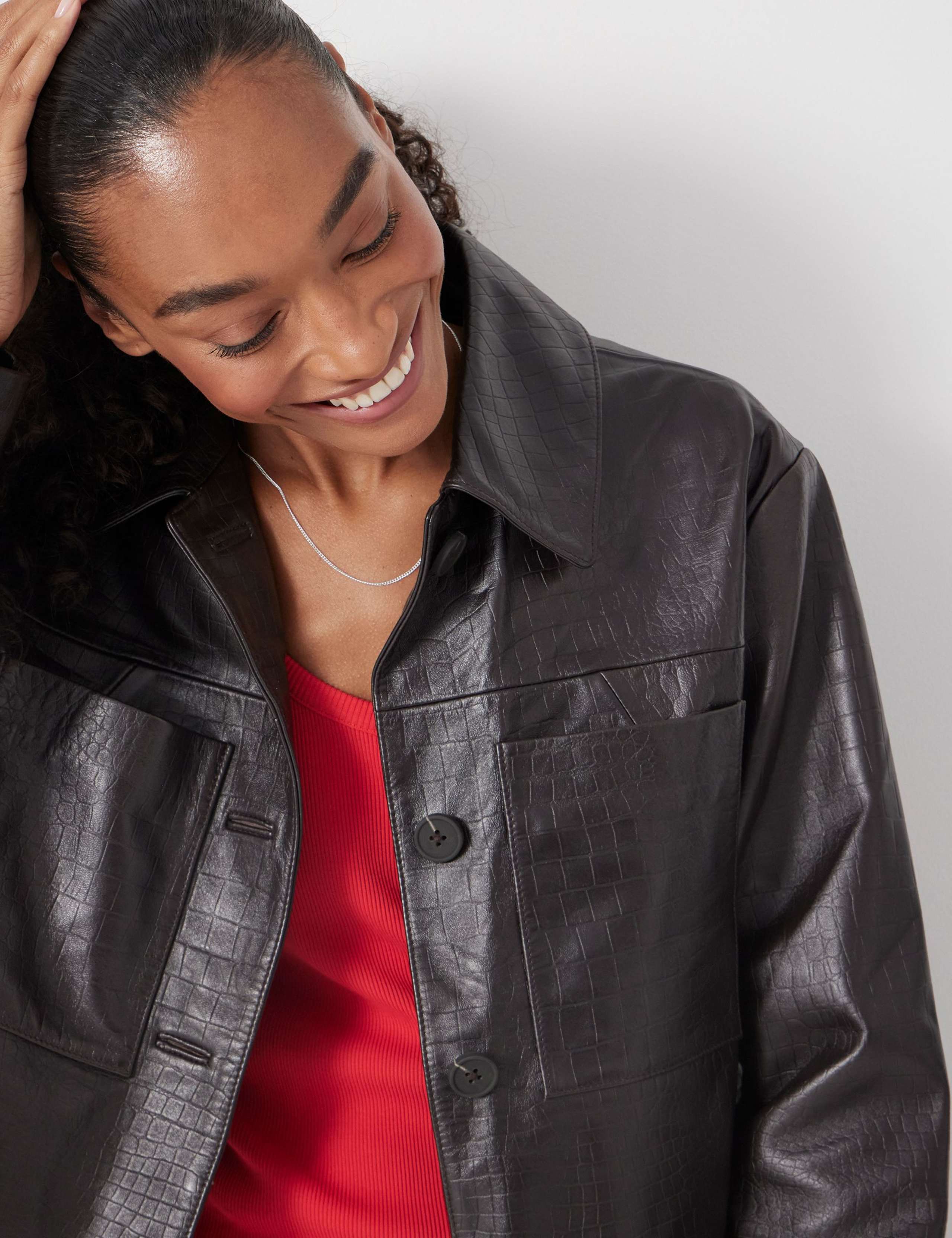 Faux Leather Collared Jacket 5 of 5