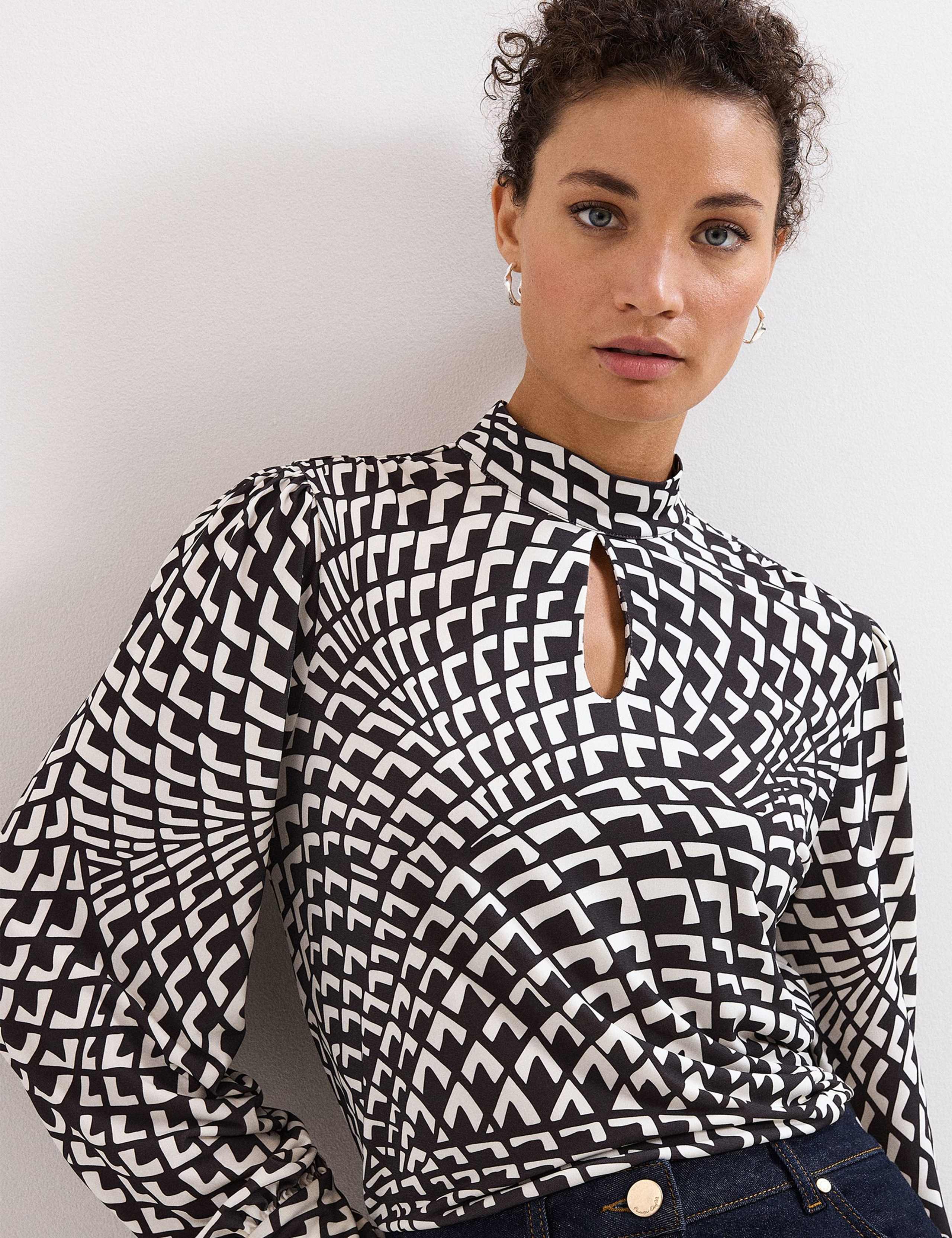 Geometric High Neck Keyhole Top 1 of 6