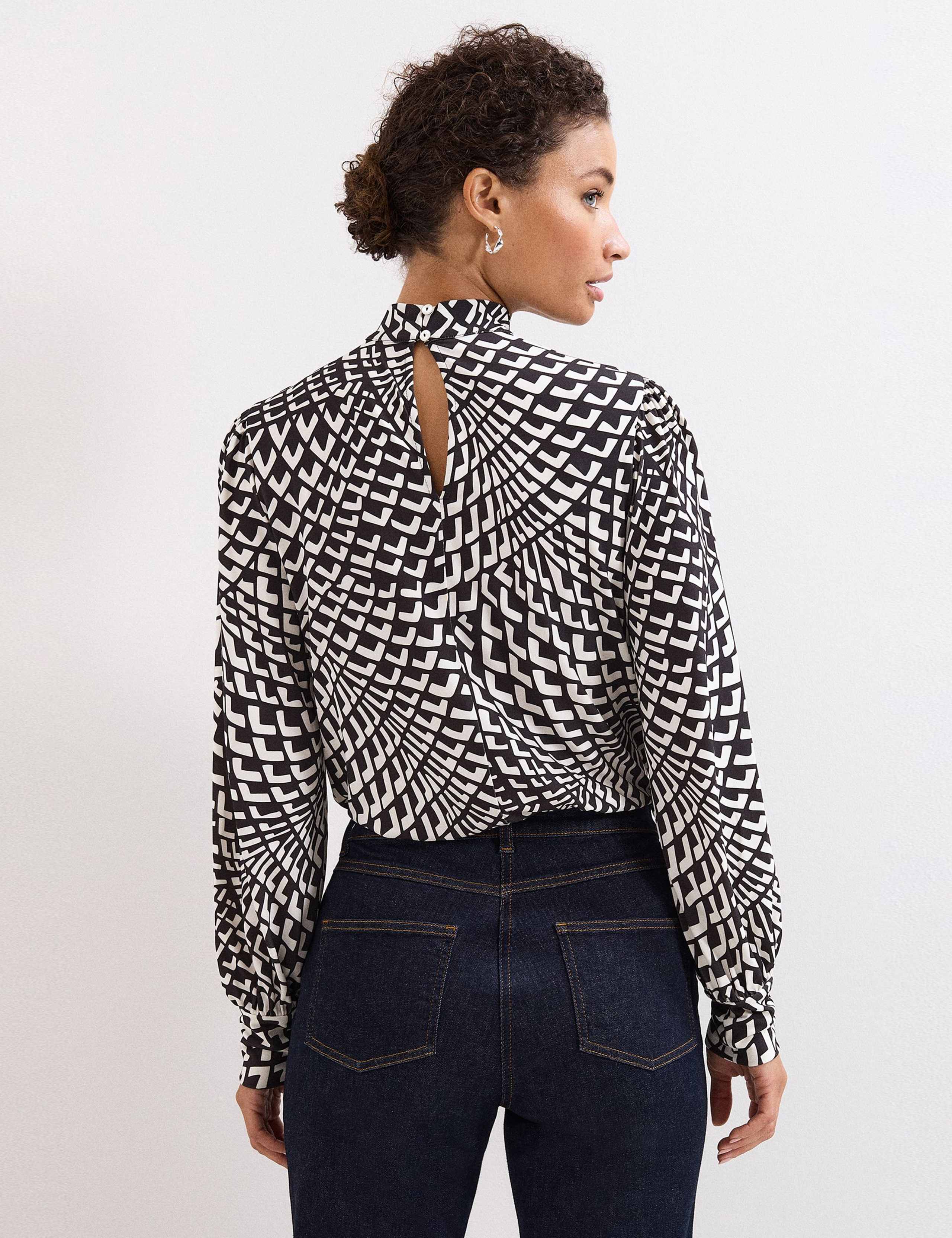 Geometric High Neck Keyhole Top 4 of 6