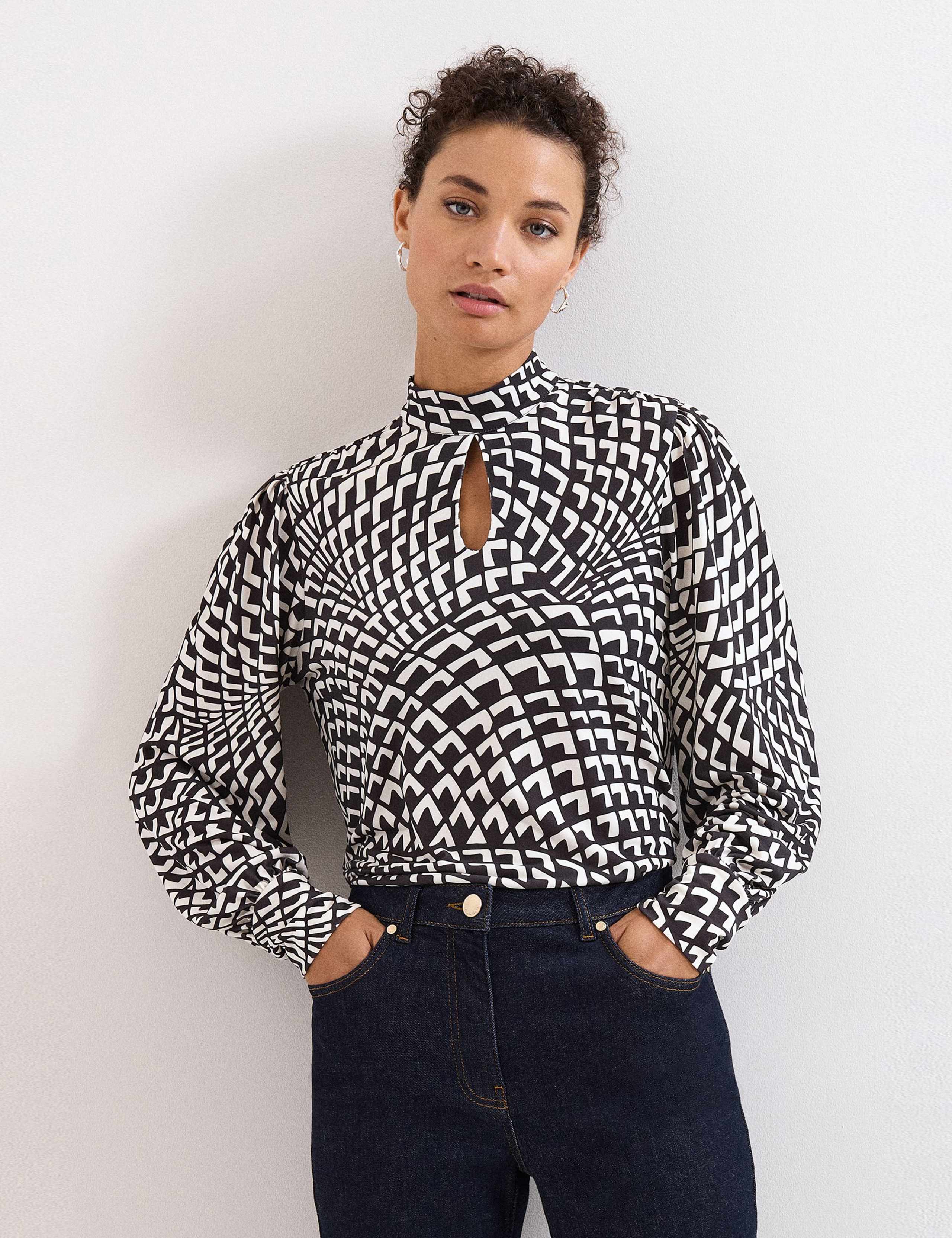 Geometric High Neck Keyhole Top 6 of 6