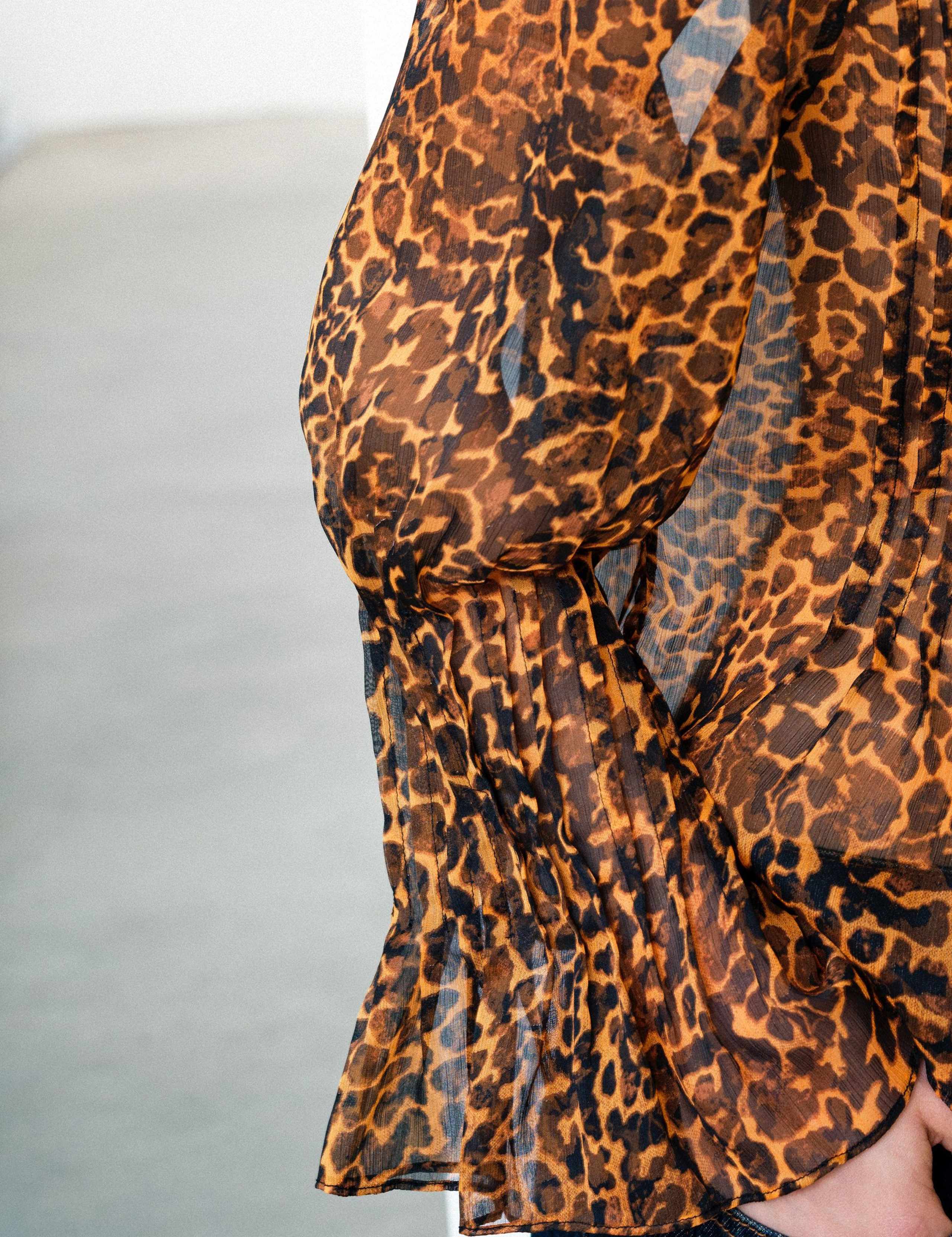 Leopard Print Tie Neck Blouse 5 of 6