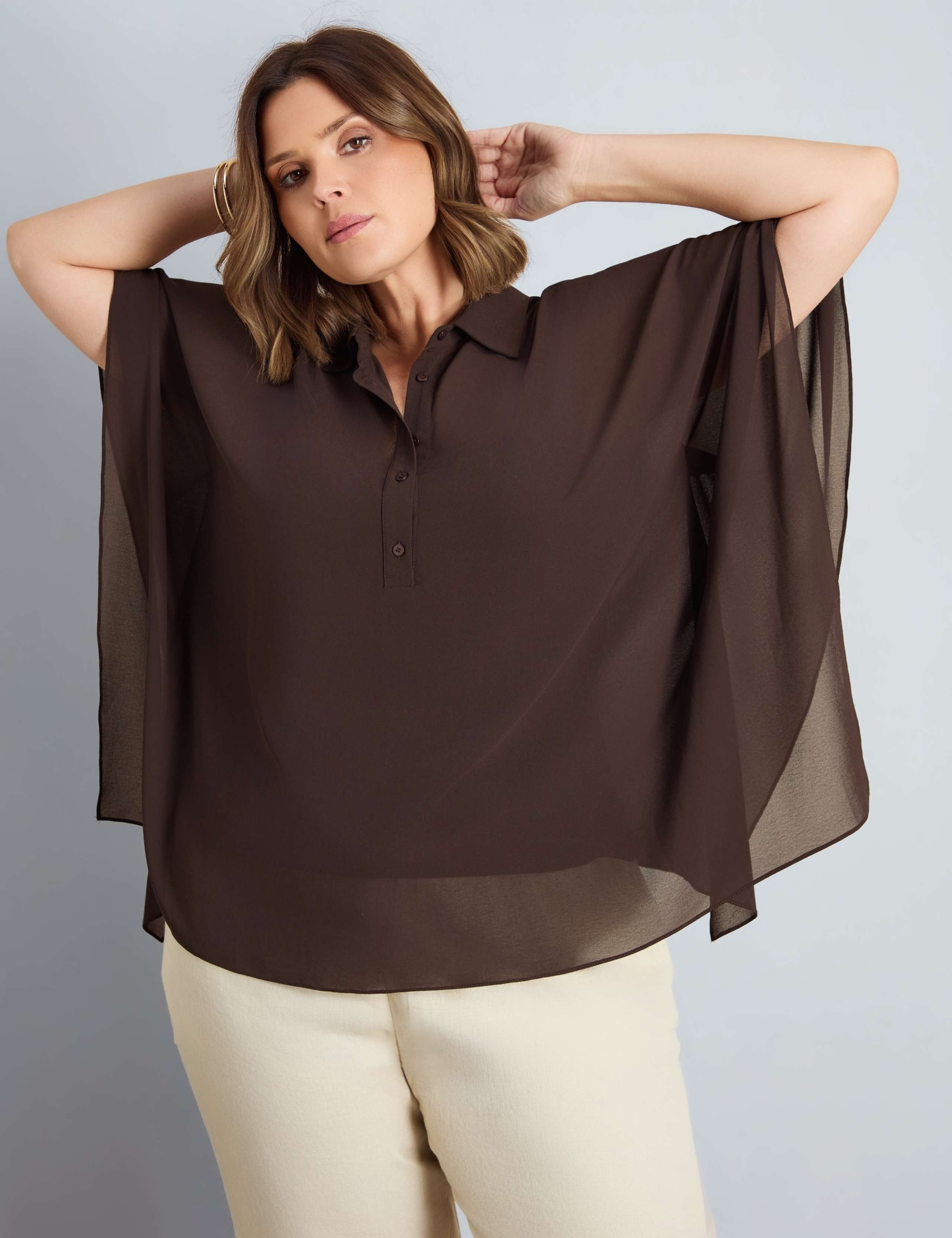 Half Placket Overlay Blouse 2 of 5
