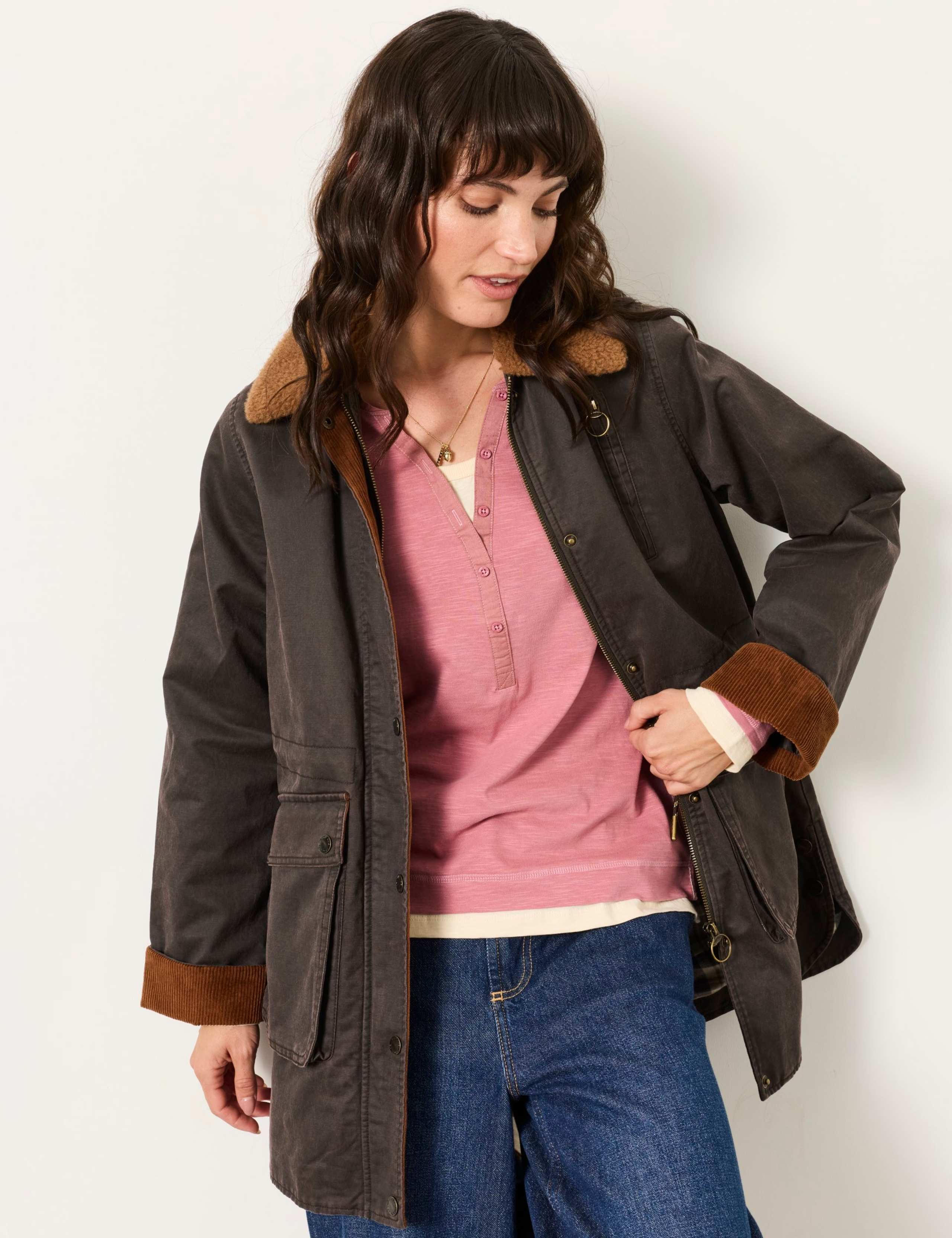 Pure Cotton V-Neck Button Detail Henley Top 4 of 6