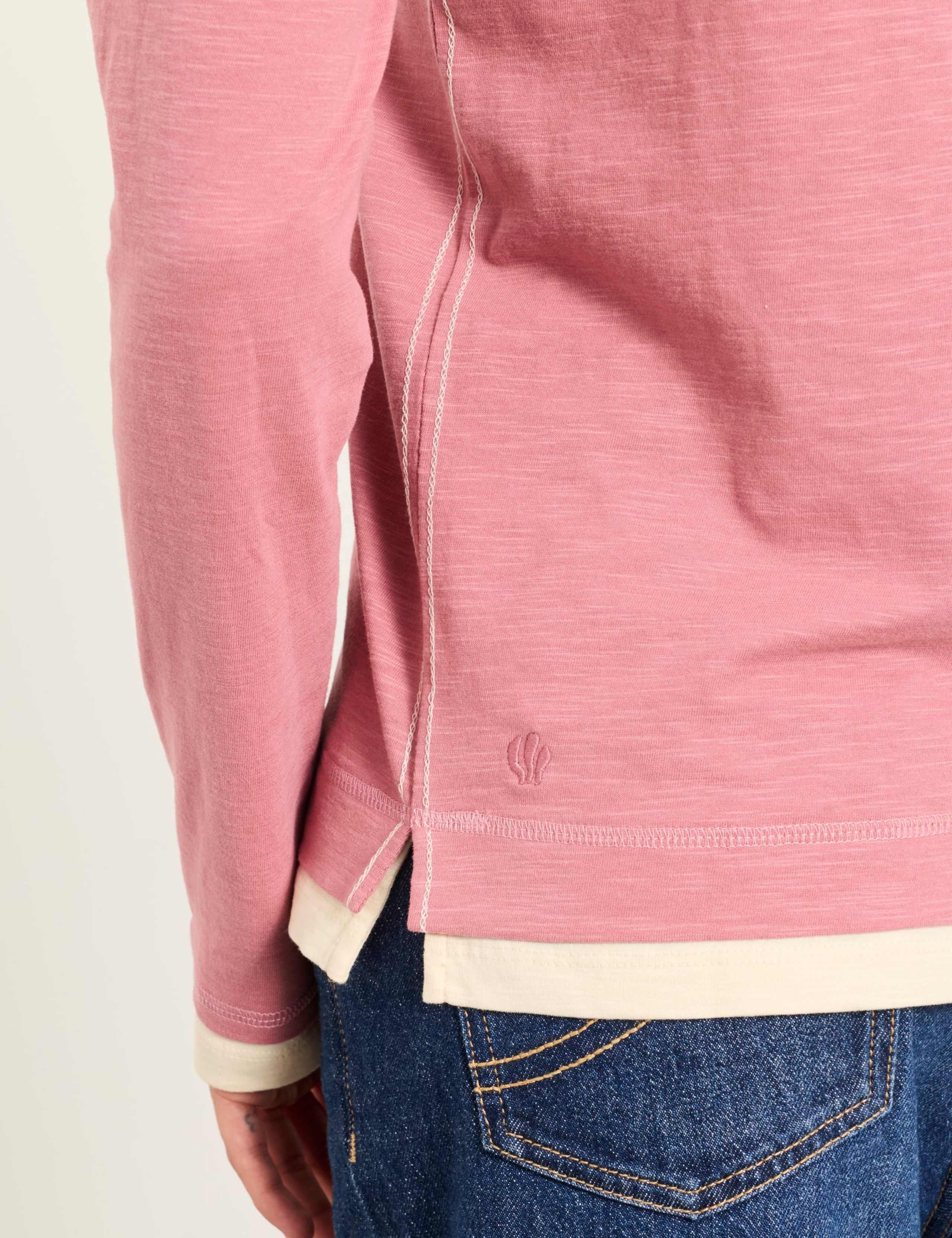 Pure Cotton V-Neck Button Detail Henley Top 6 of 6