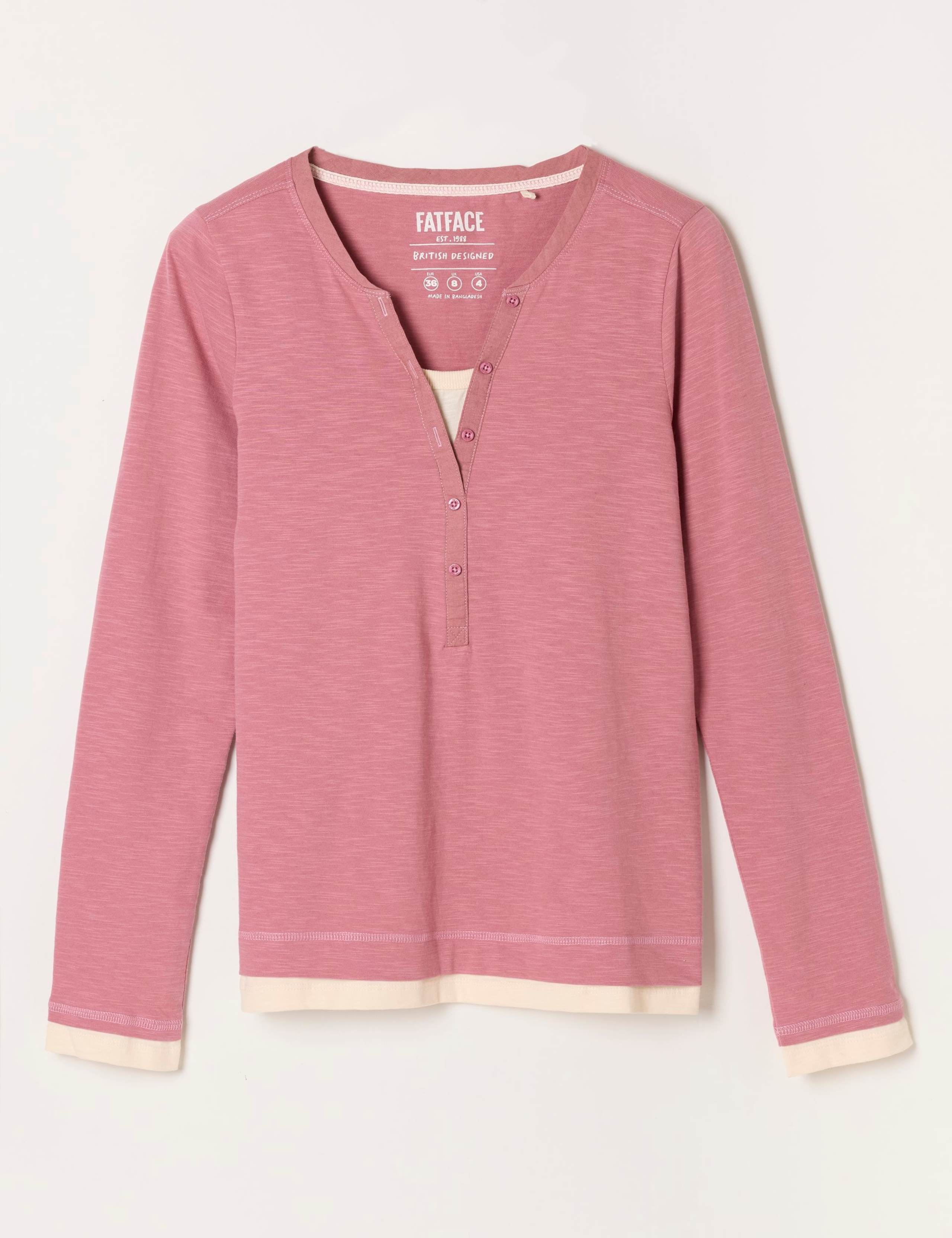 Pure Cotton V-Neck Button Detail Henley Top 2 of 6