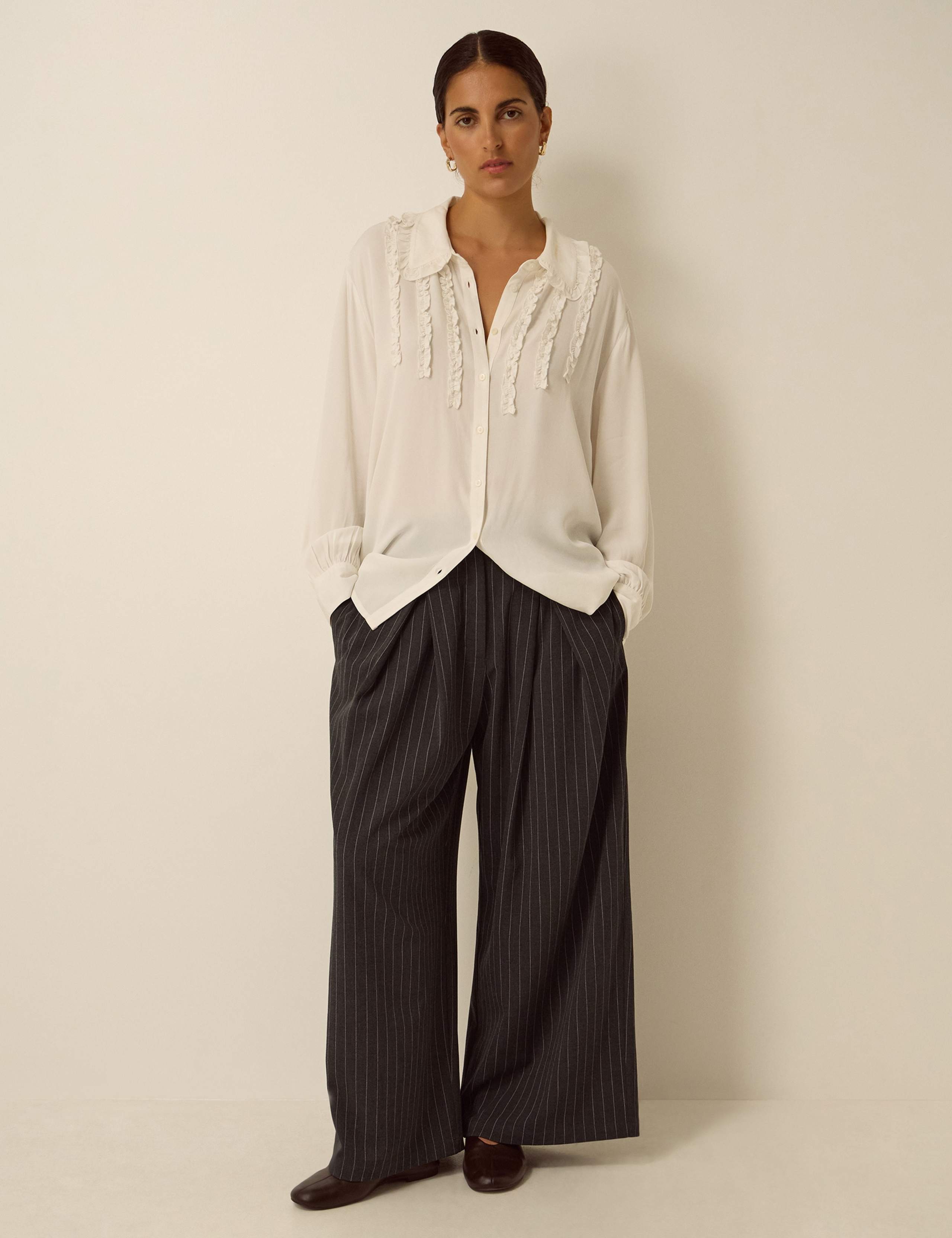 Pinstripe Wide Leg Trousers 2 of 5