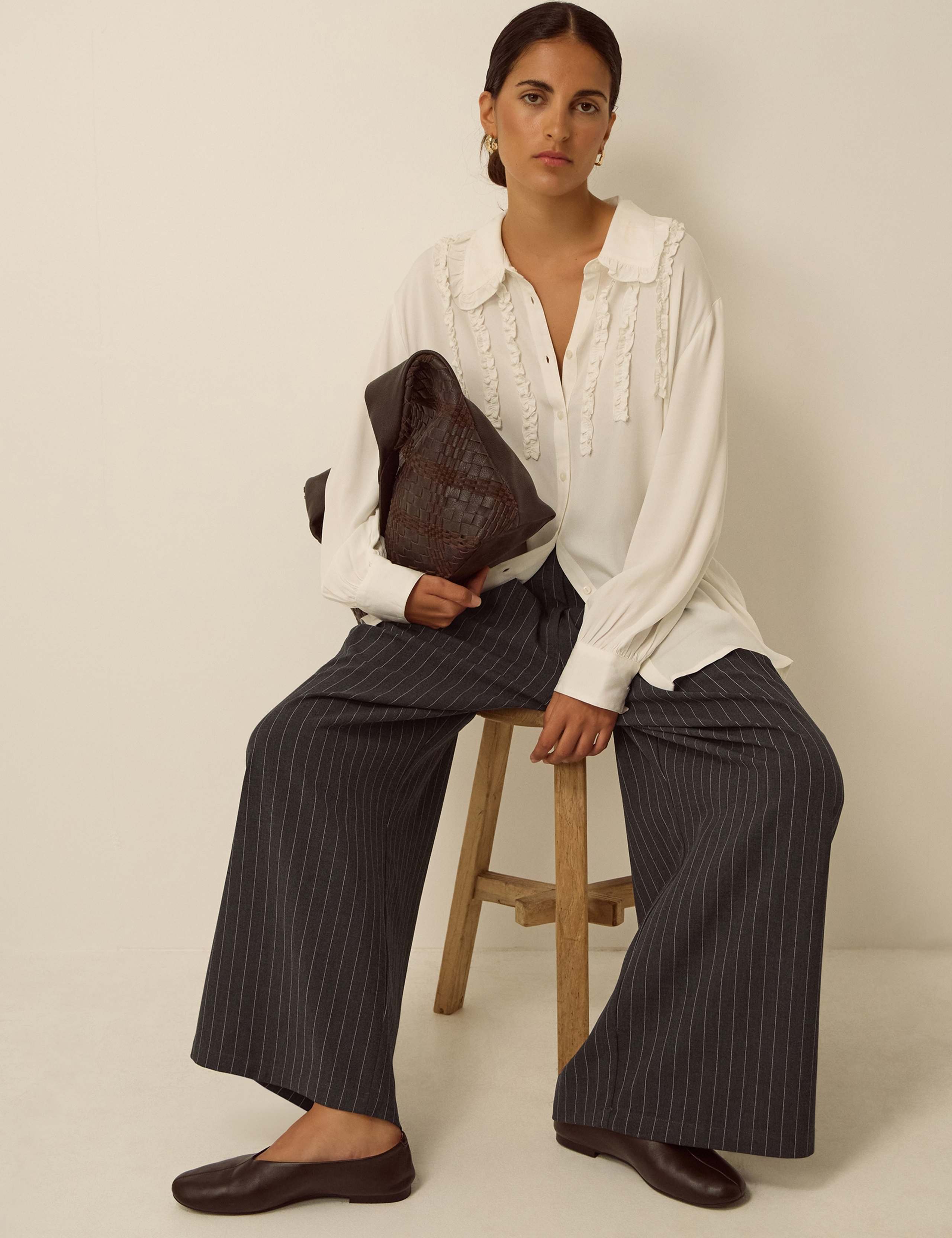 Pinstripe Wide Leg Trousers 3 of 5