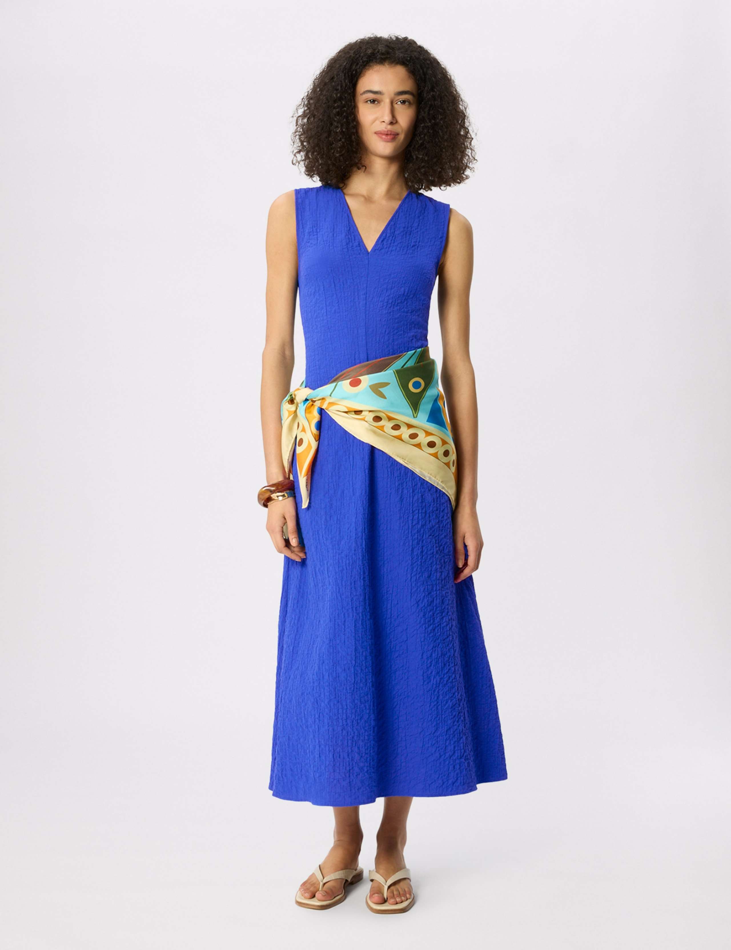 Cotton Rich Textured V-Neck Midi Dress 3 of 7